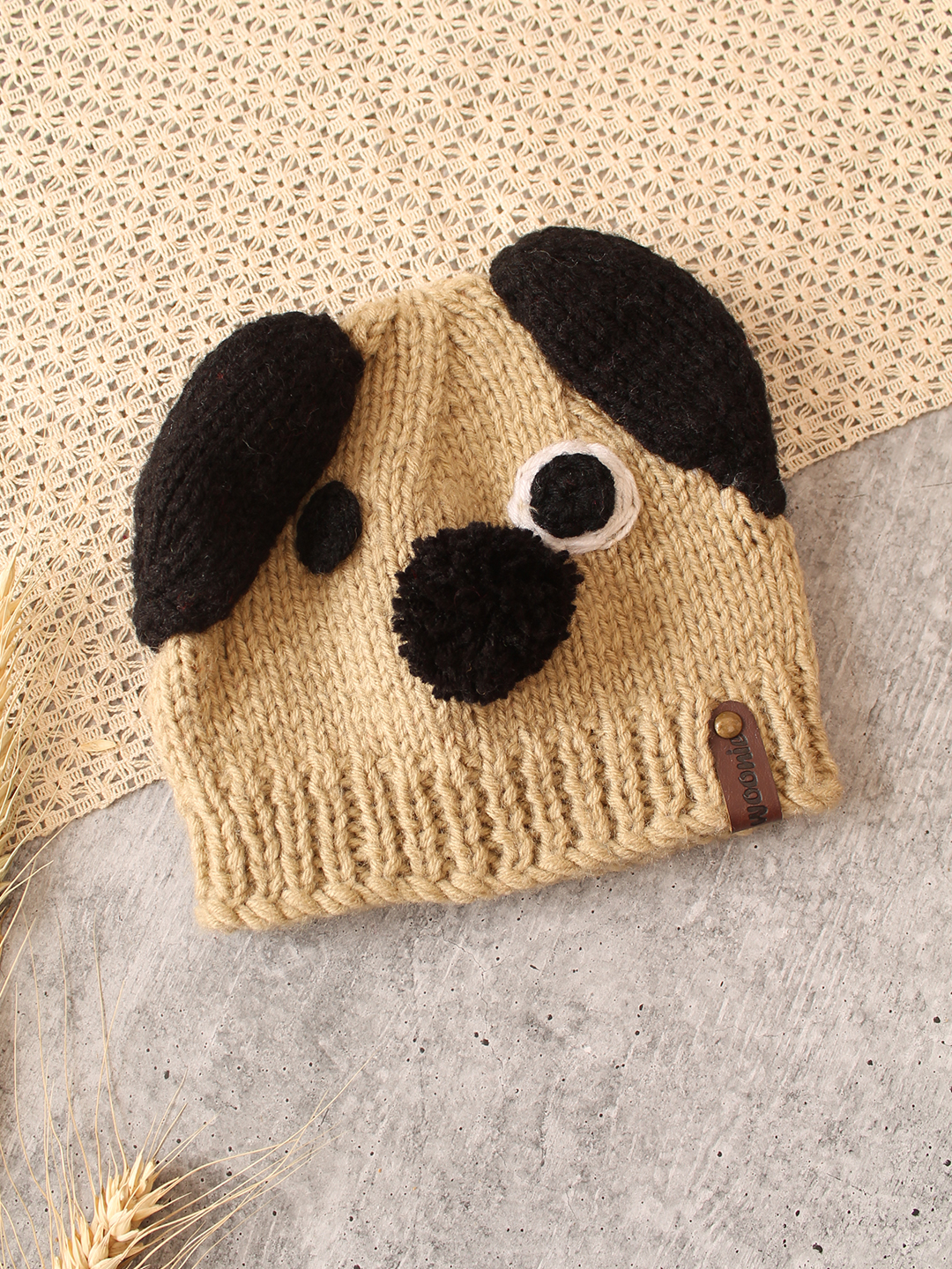Woonie Handknitted Puppy Cap - Beige