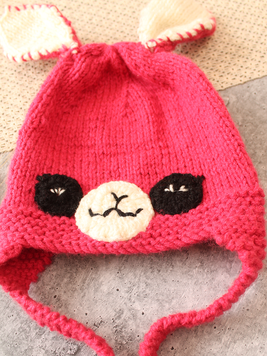 Woonie Handknitted Ear Design Cap - Pink