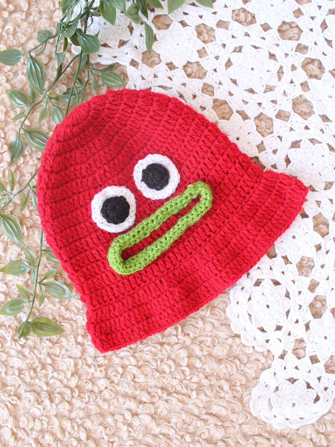 Woonie Crochet Devil Cap - Red