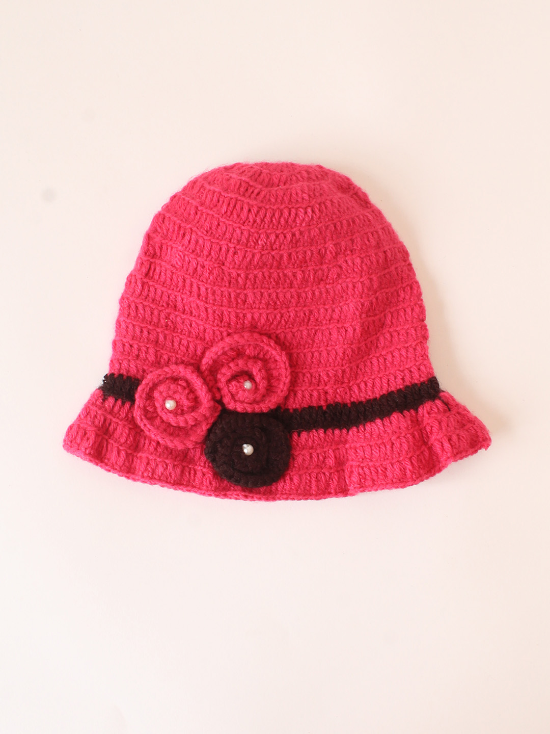 Crochet Handmade Floral Bucket Hat - Pink