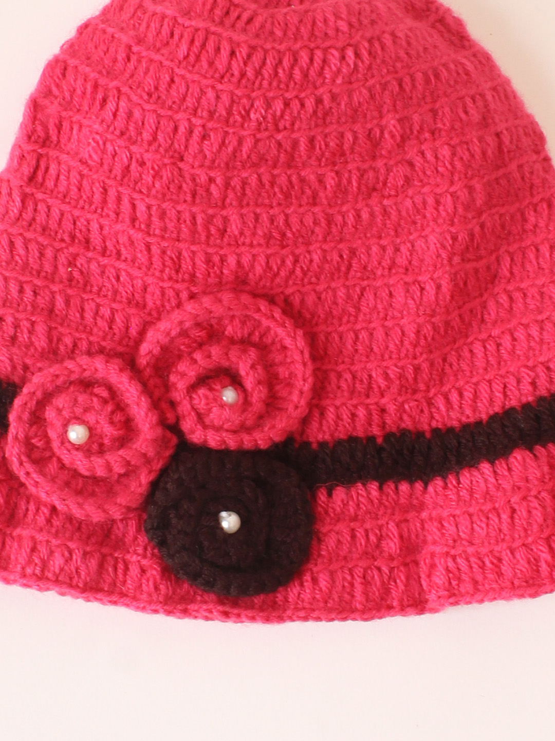 Crochet Handmade Floral Bucket Hat - Pink