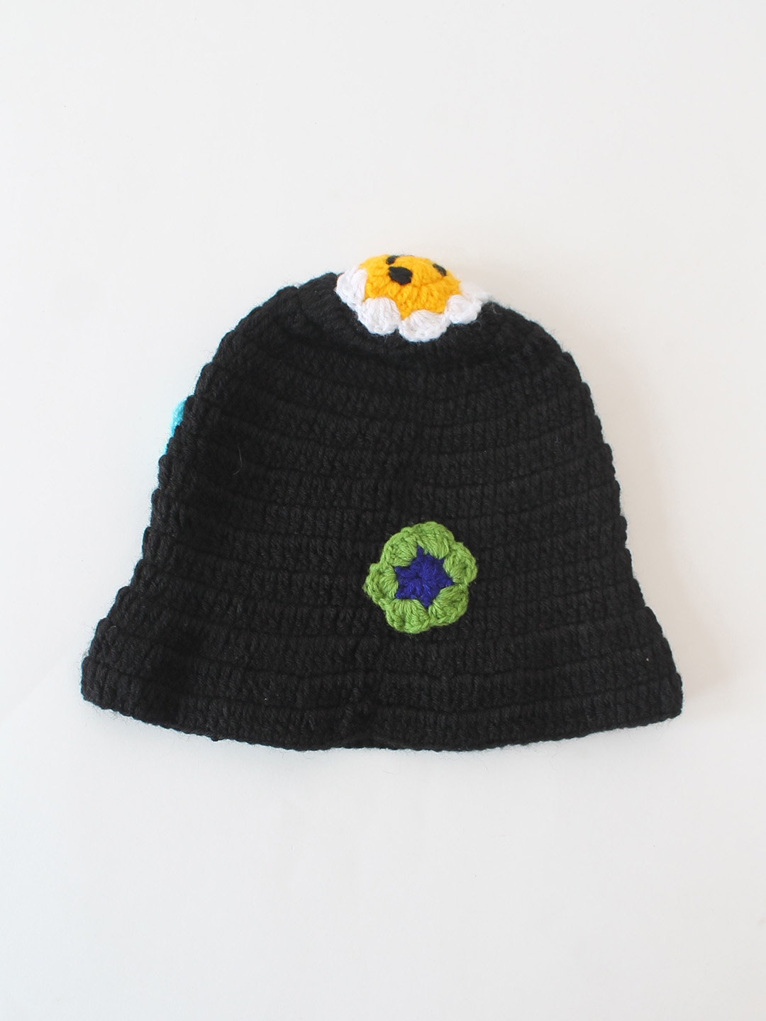Crochet Handmade Floral Buket Cap - Black