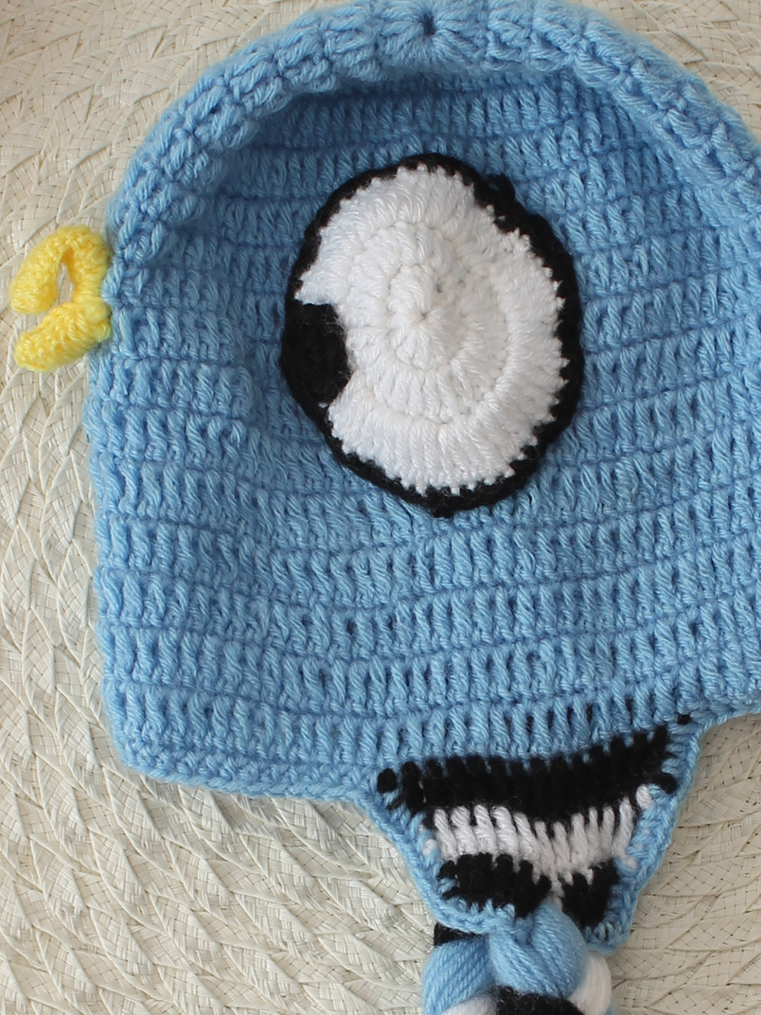 Handmade Crochet Bird Design Cap - Blue