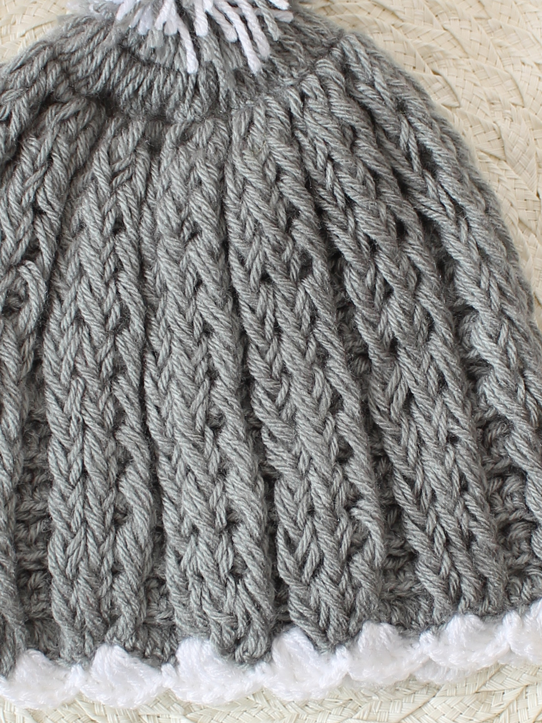 Handknitted Cable Detailed Cap - Grey