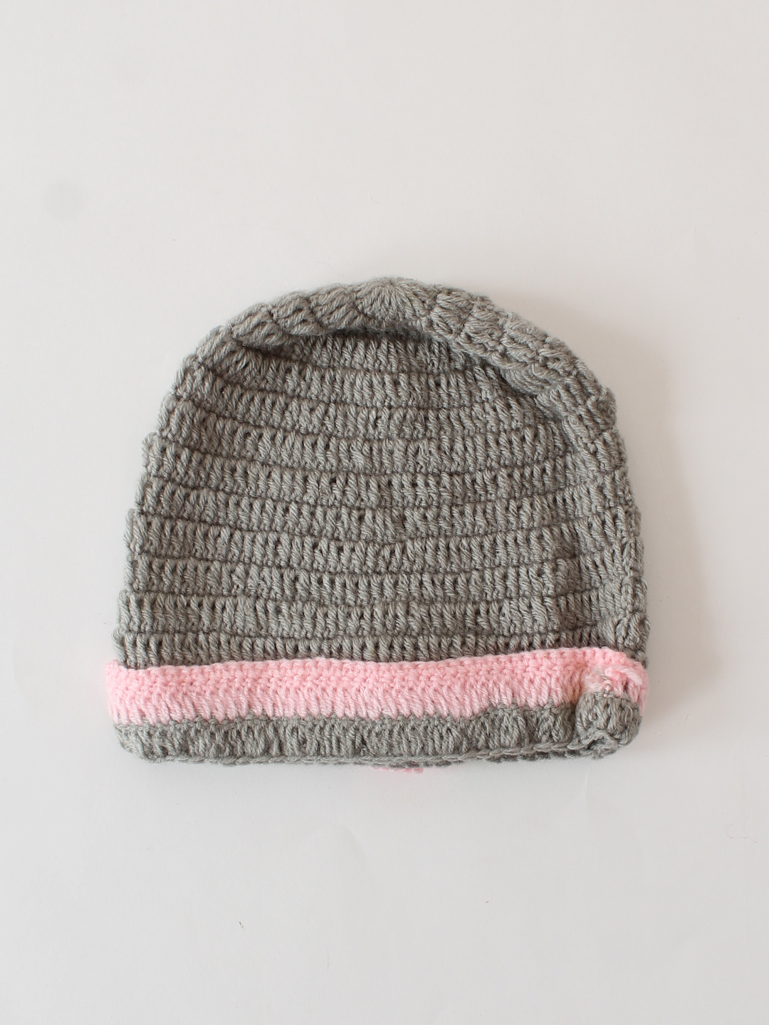 Crochet Floral Baby Cap - Grey