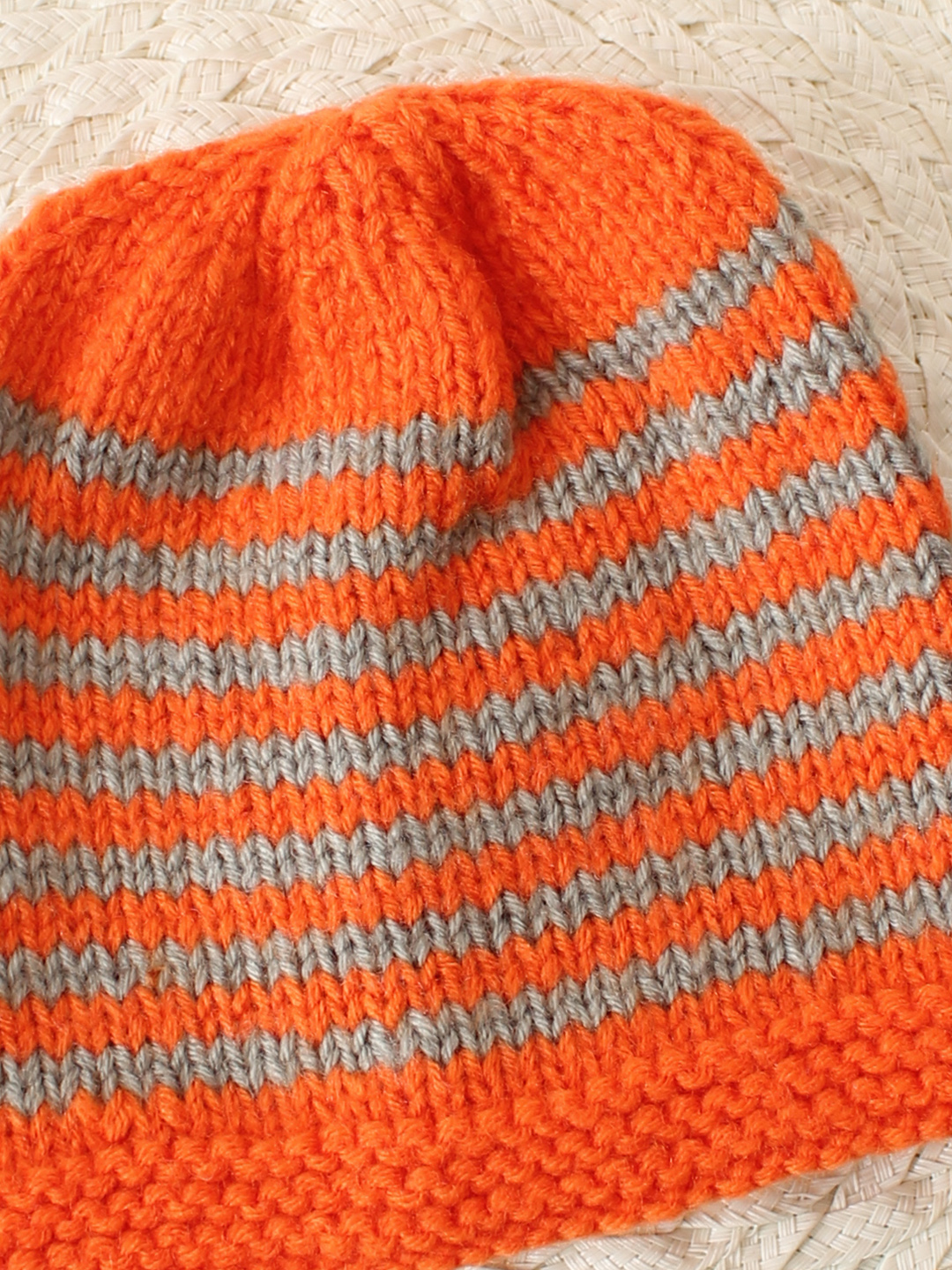 Handmade Striped Cap - Orange