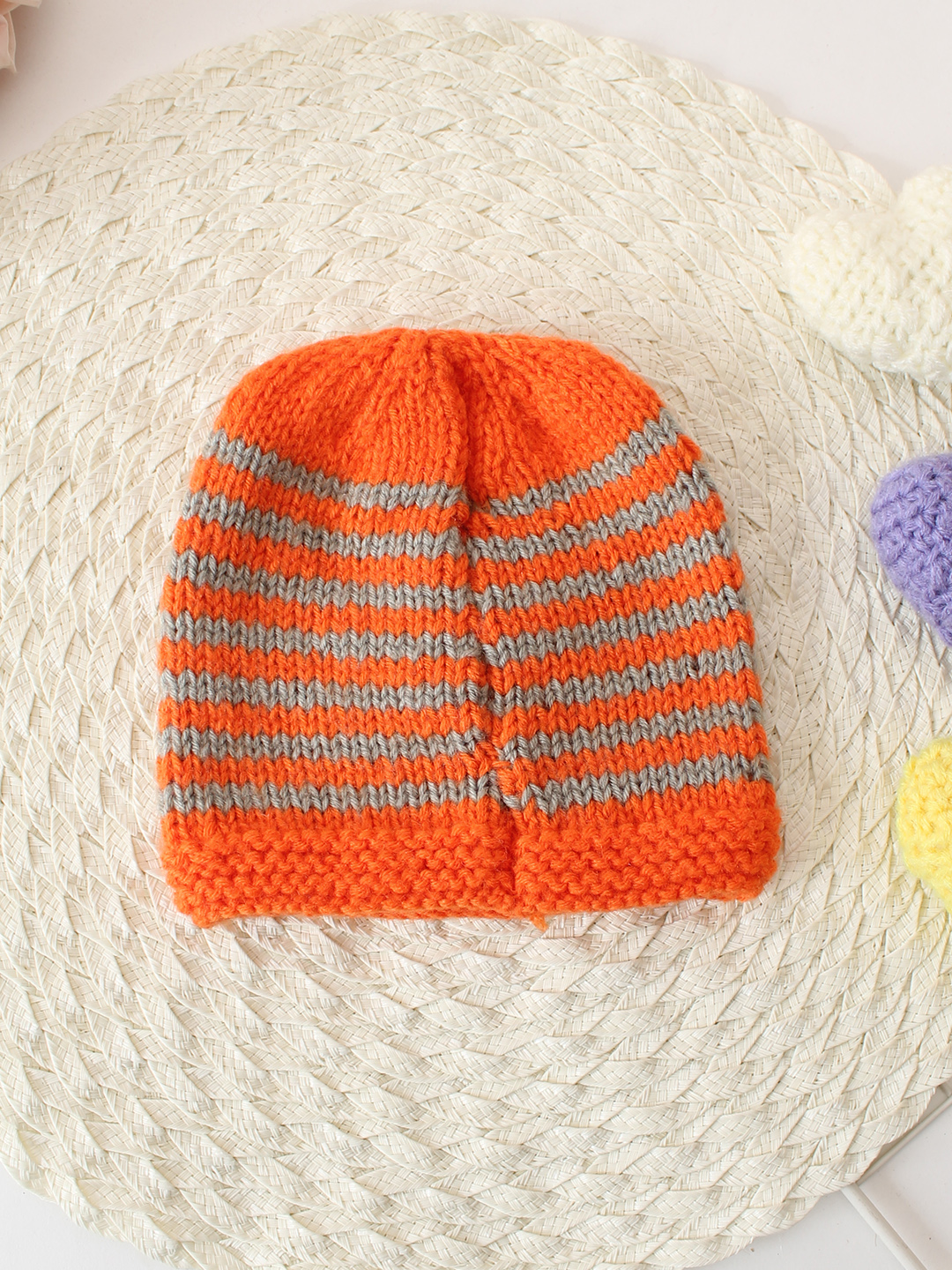 Handmade Striped Cap - Orange