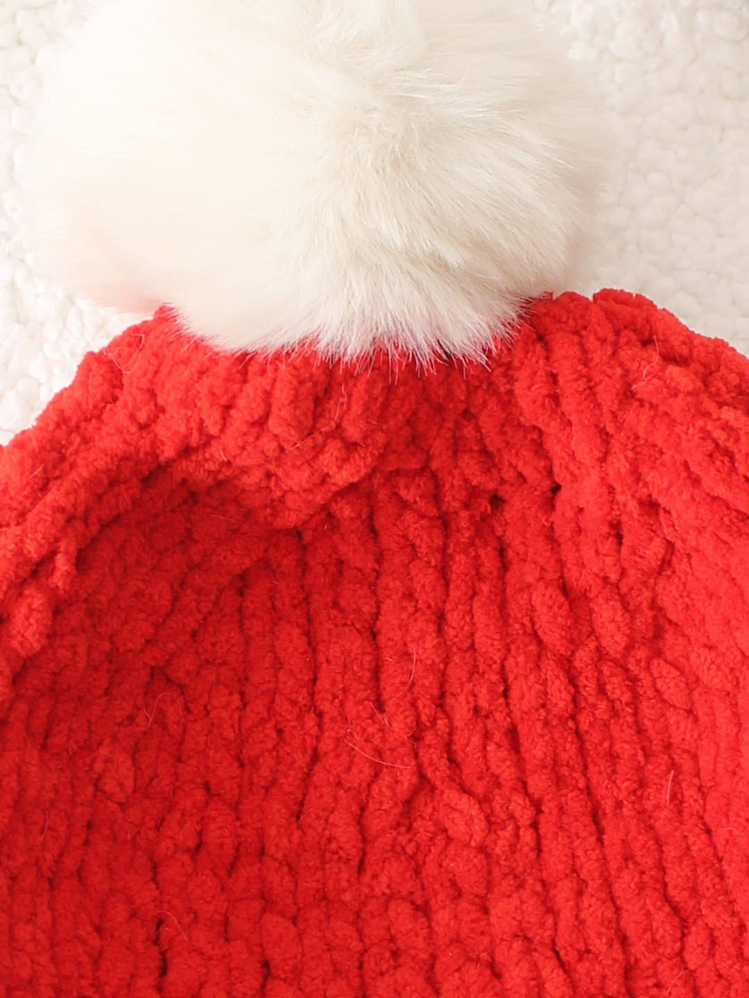 Hand Knitted Christmas Baby Cap - Red
