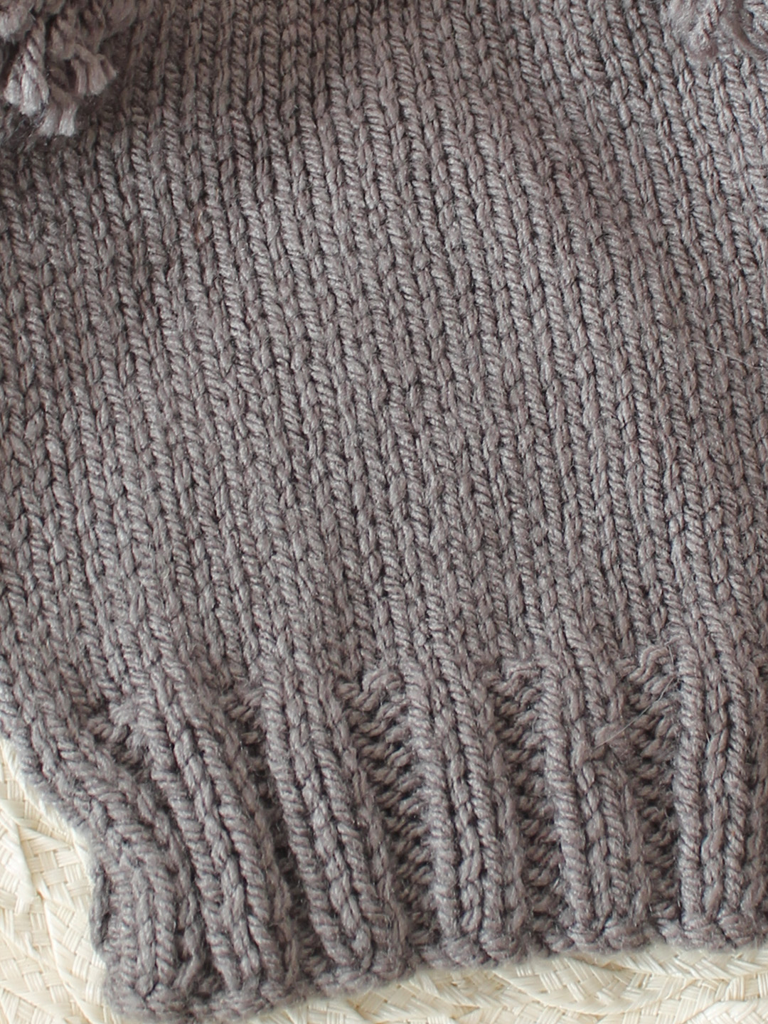 Handknitted Color Block Baby Cap - Grey