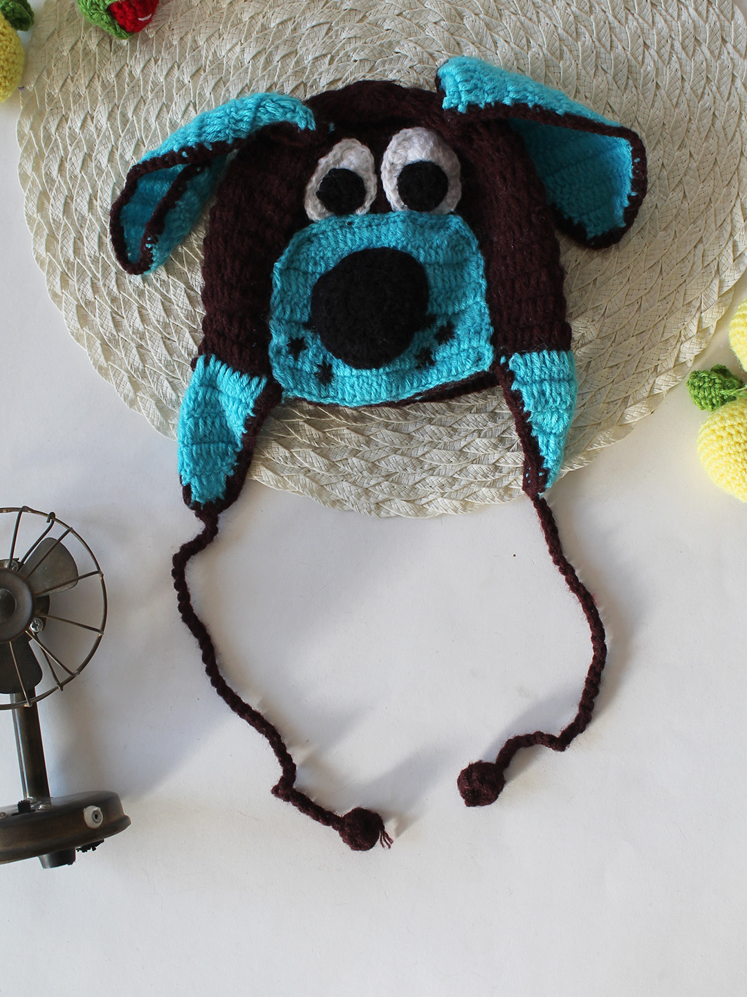 Crochet Dog Face Detailed Cap - Brown