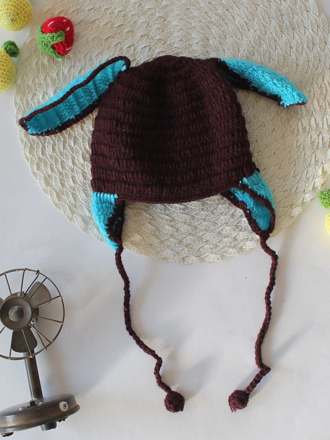 Crochet Dog Face Detailed Cap - Brown
