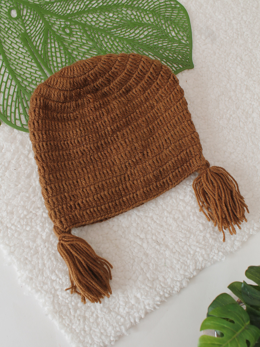 Crochet Self Design Cap - Brown