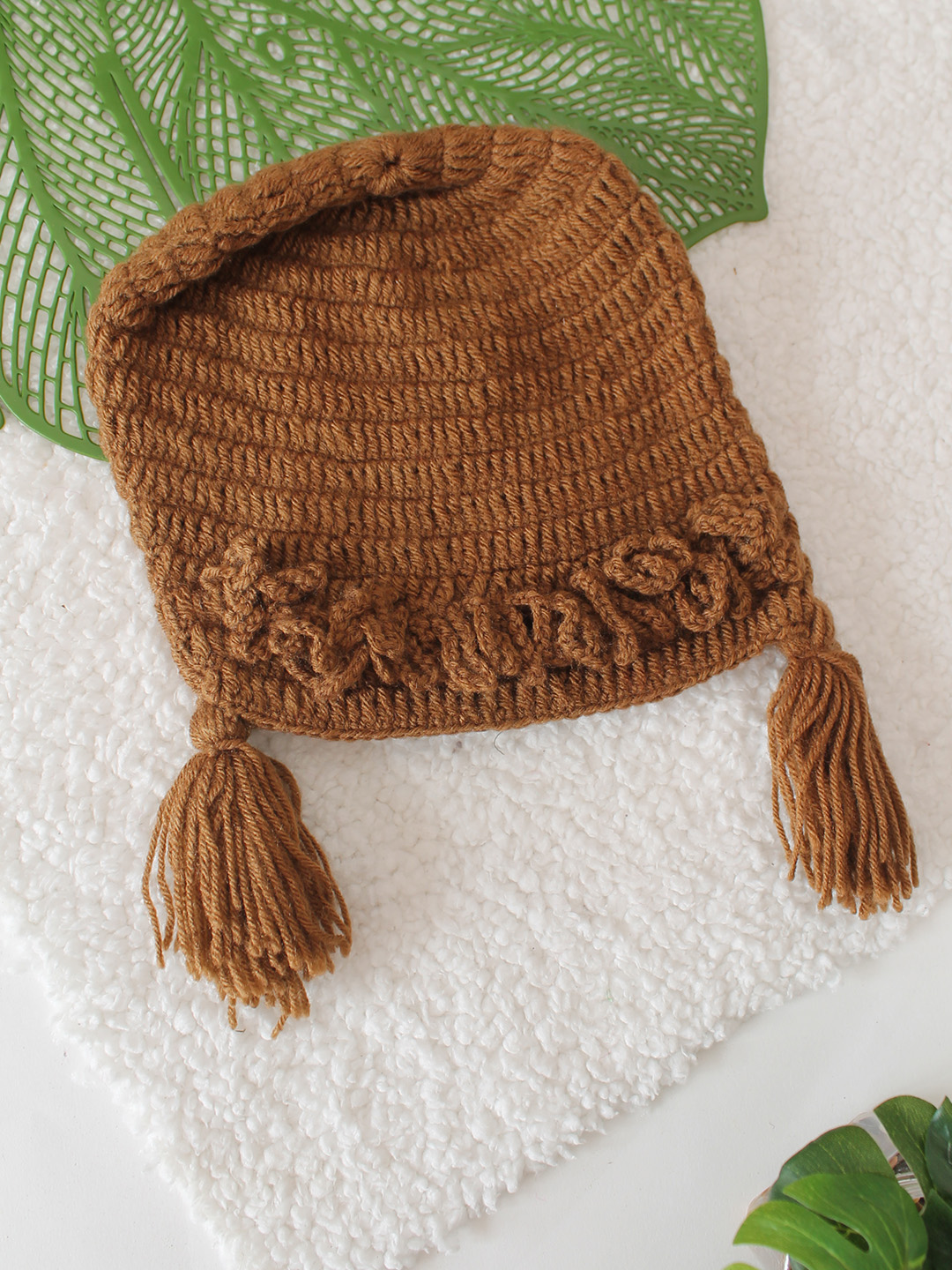 Crochet Self Design Cap - Brown