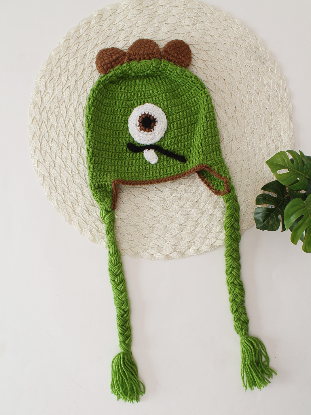Crochet Devil Braided Cap - Green