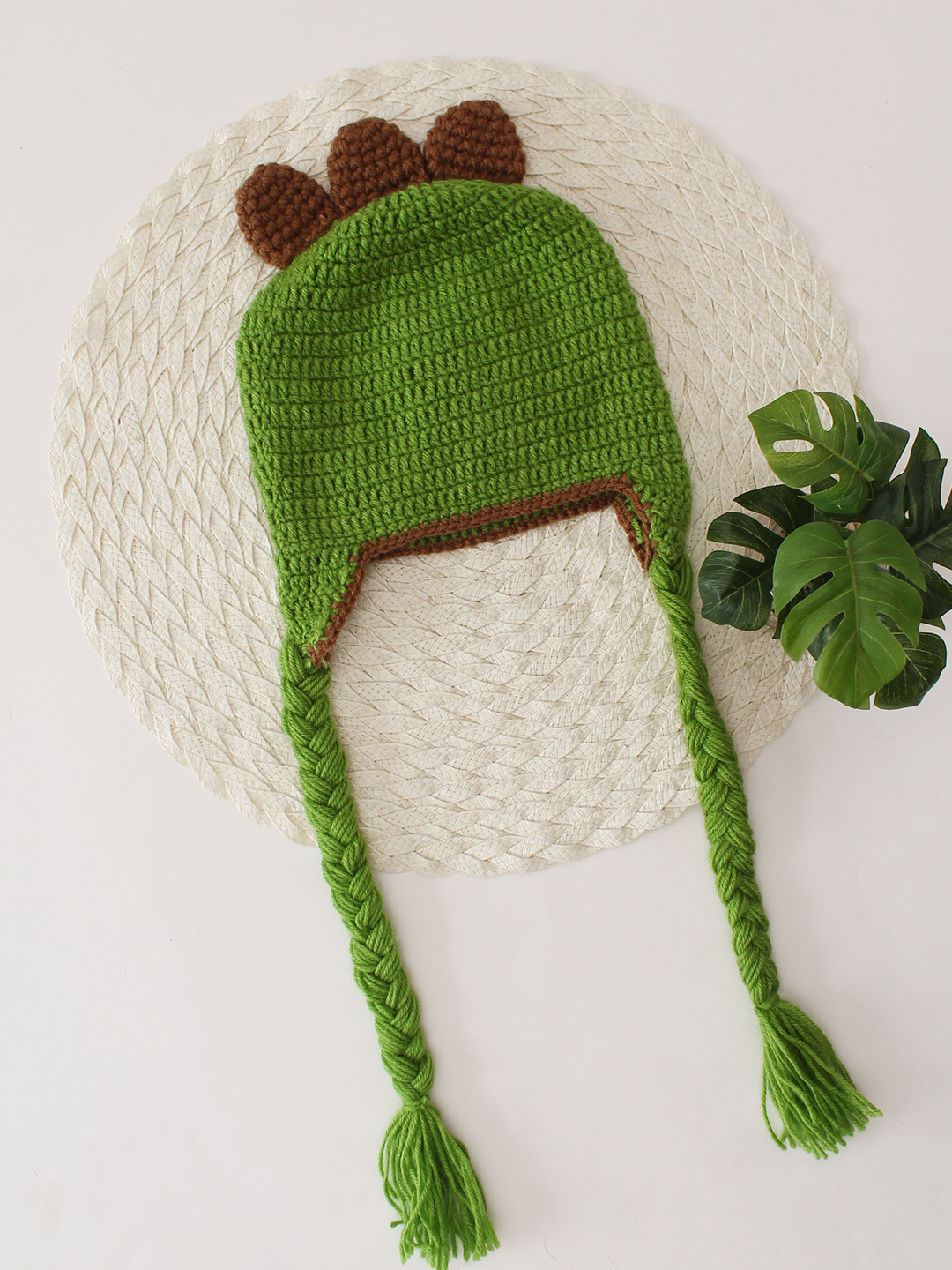 Crochet Devil Braided Cap - Green