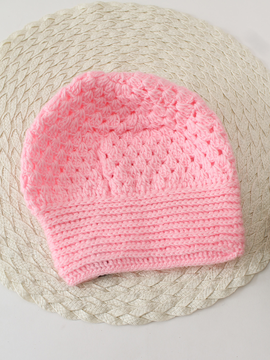 Crochet Floral Cap - Pink