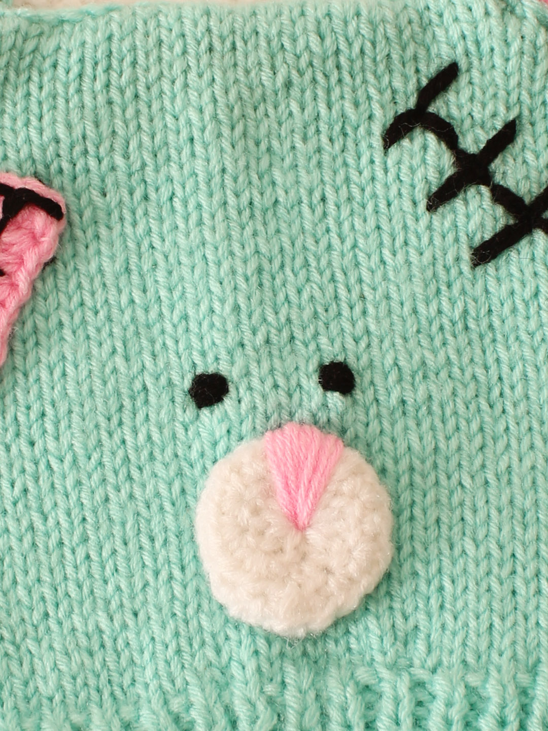 Handmade TeddyBear Design Cap - Green
