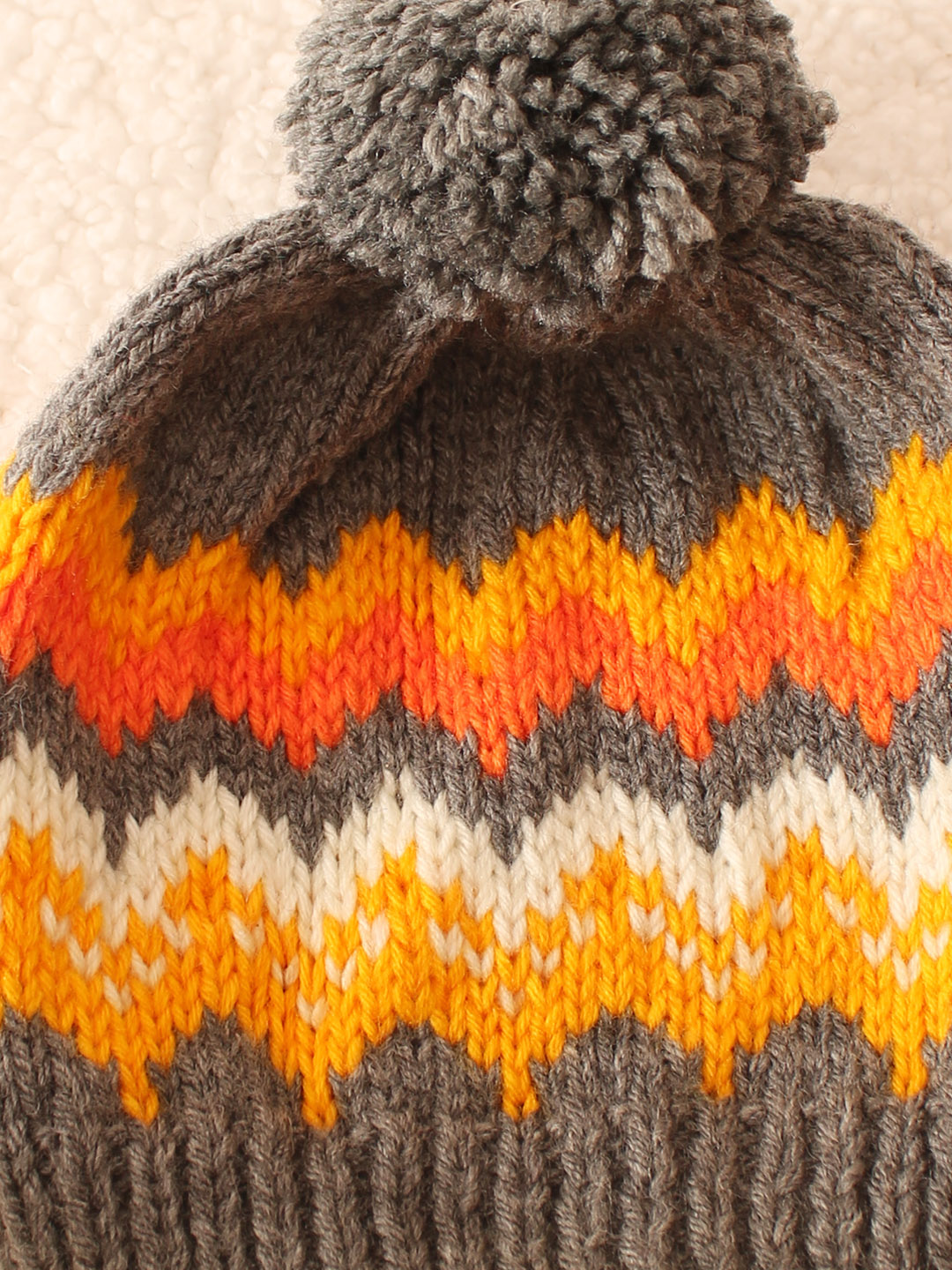 Handknitted Zig-Zag Design Cap - Multi