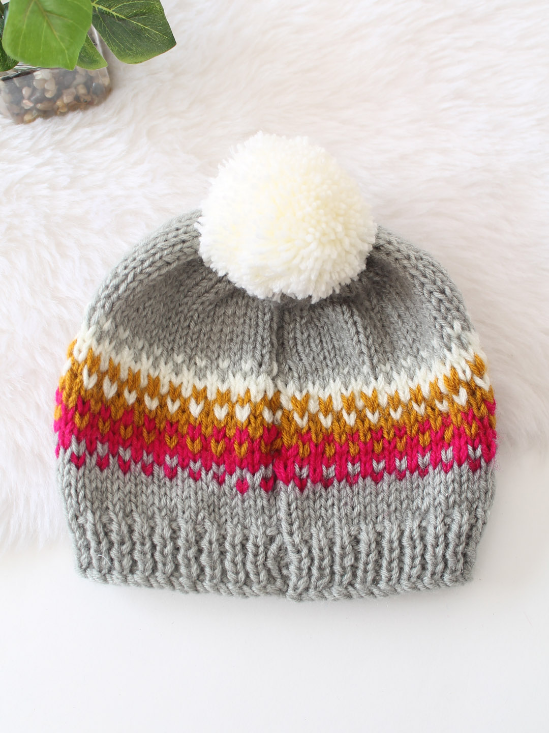 Woonie Handmade Autumn Leaves Cap - Grey