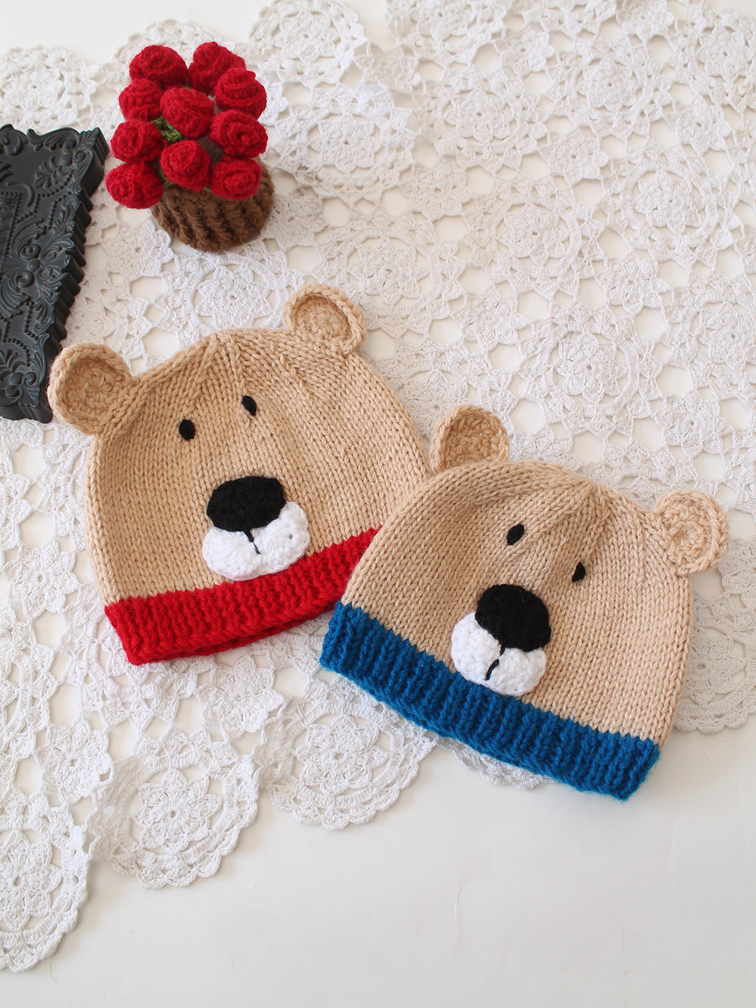 Pack of 2 Woonie Handmade  Bear Cap - Beige