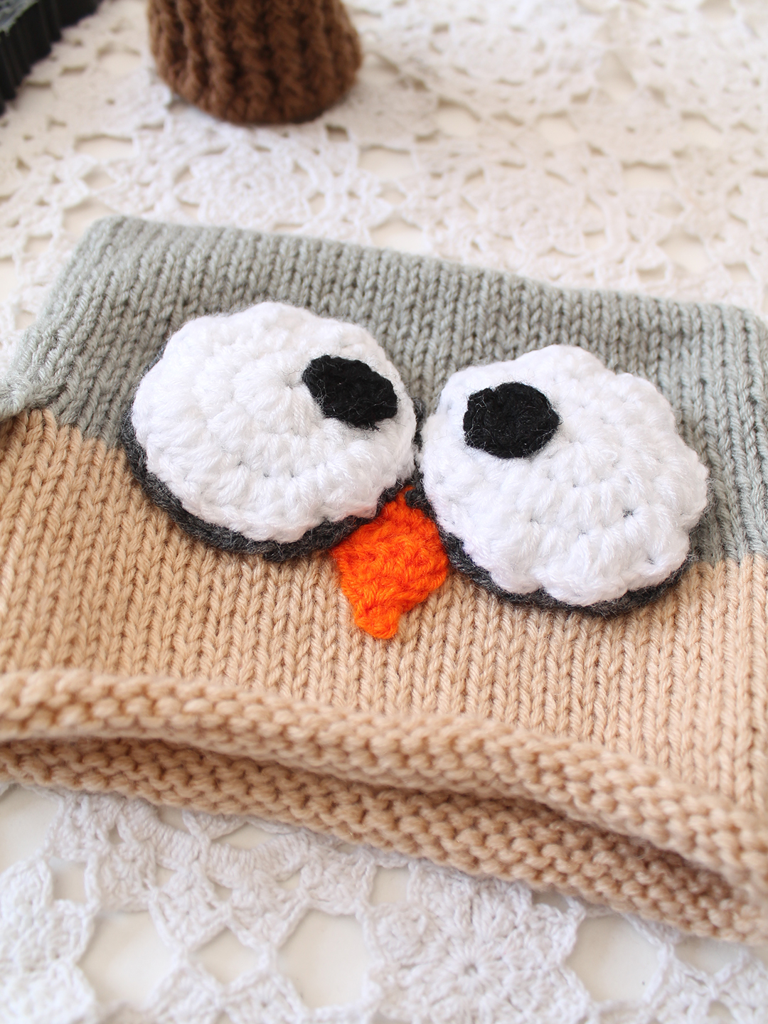 Woonie Handmade Owl Beanie Cap - Grey