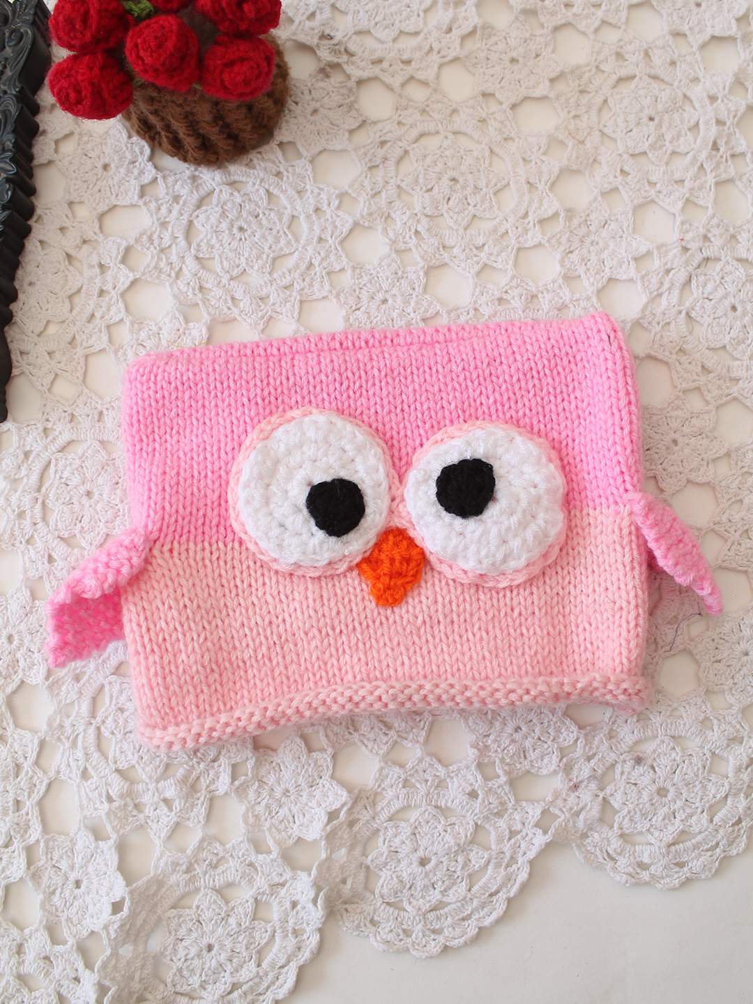 Pack of 2 Woonie Handmade Owl Beanie Cap - Pink