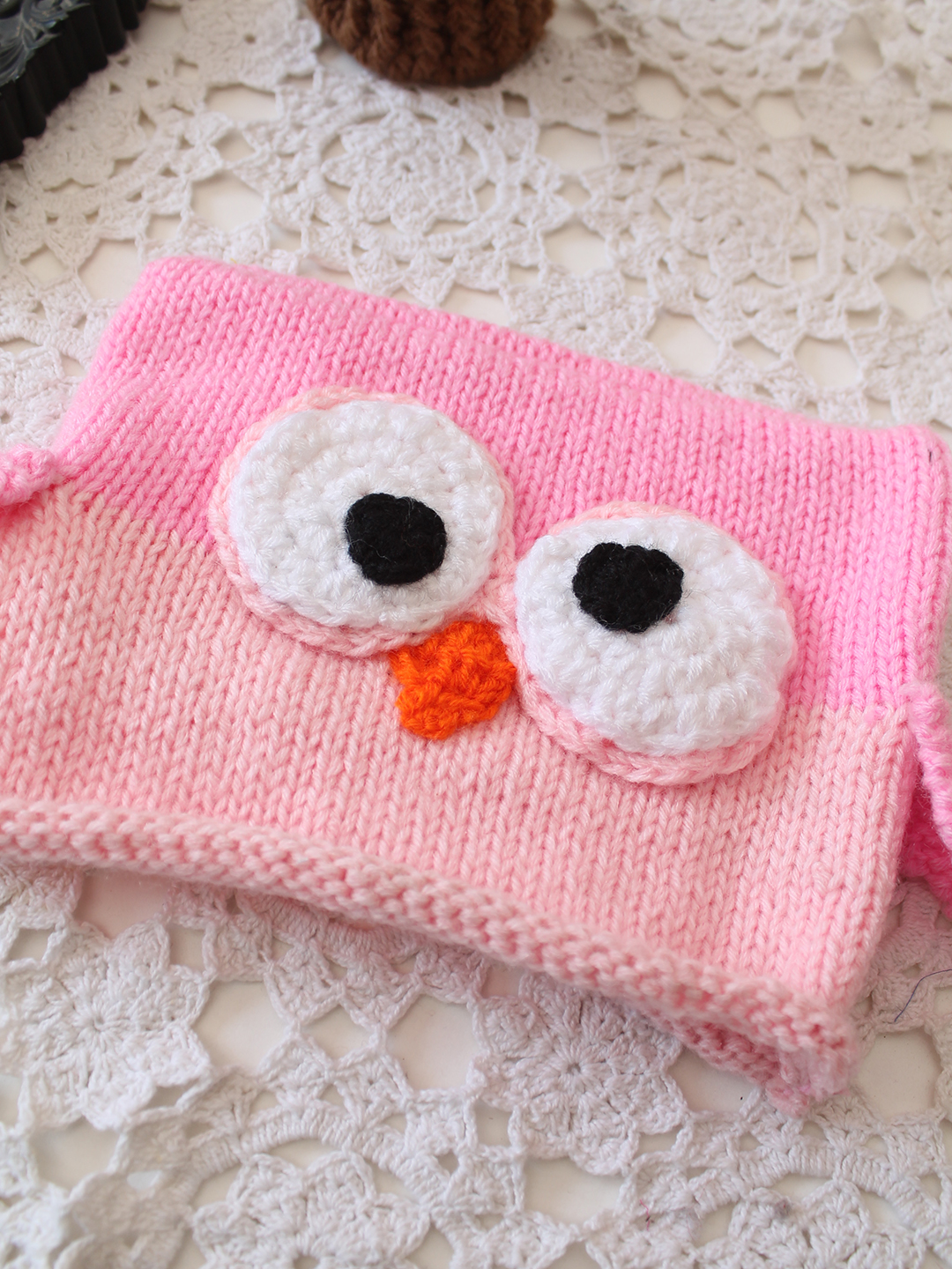 Woonie Handmade Owl Beanie Cap - Pink