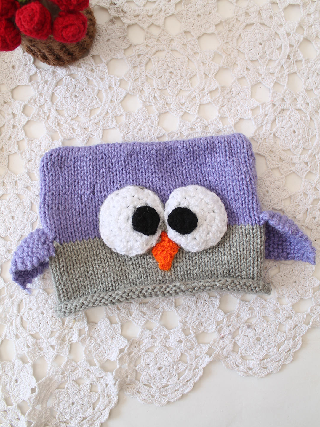 Woonie Handmade Owl Beanie Cap - Purple