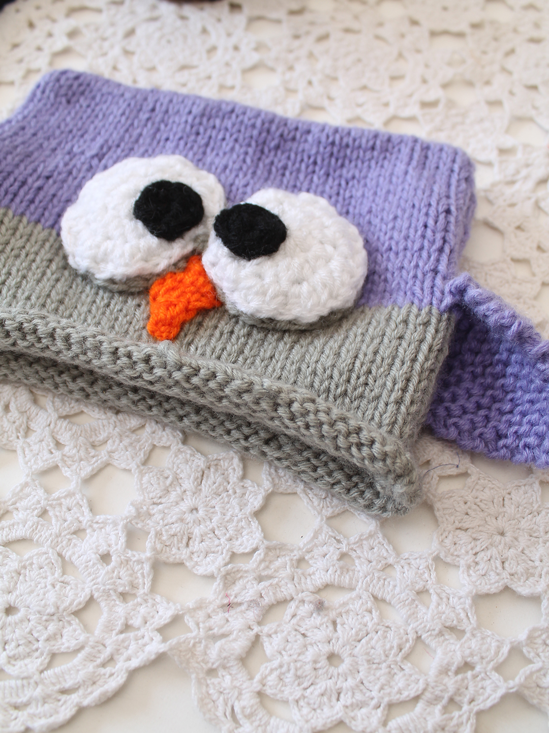 Woonie Handmade Owl Beanie Cap - Purple