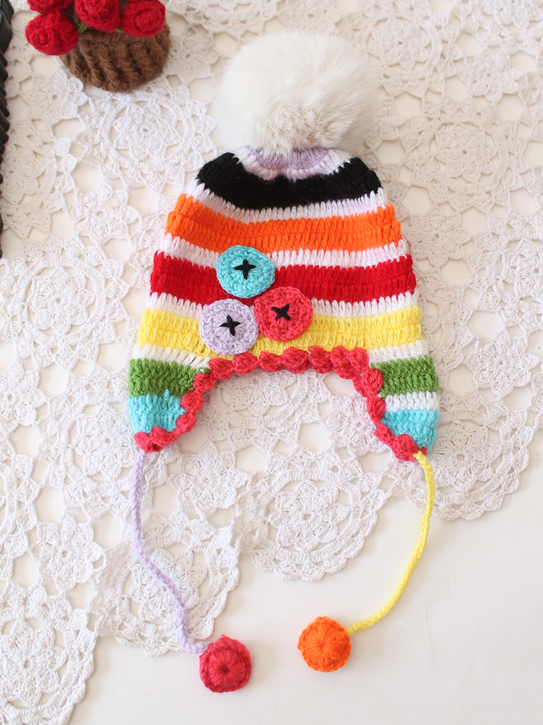 Crochet Ear Flap Cap - Multicolor