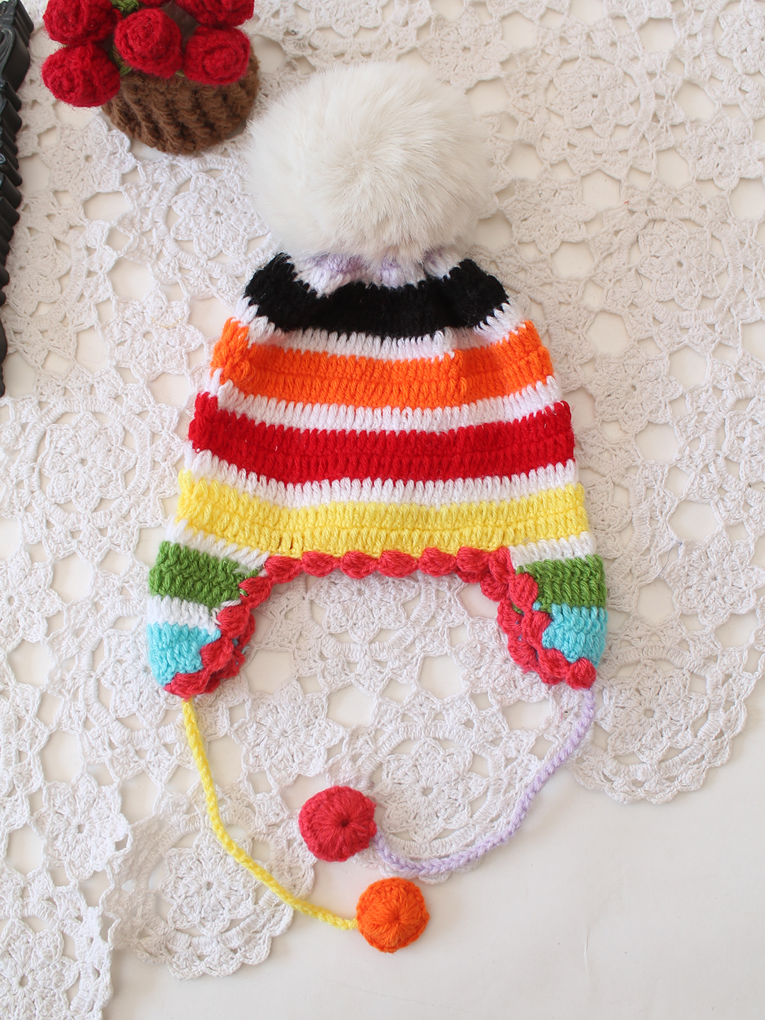Crochet Ear Flap Cap - Multicolor