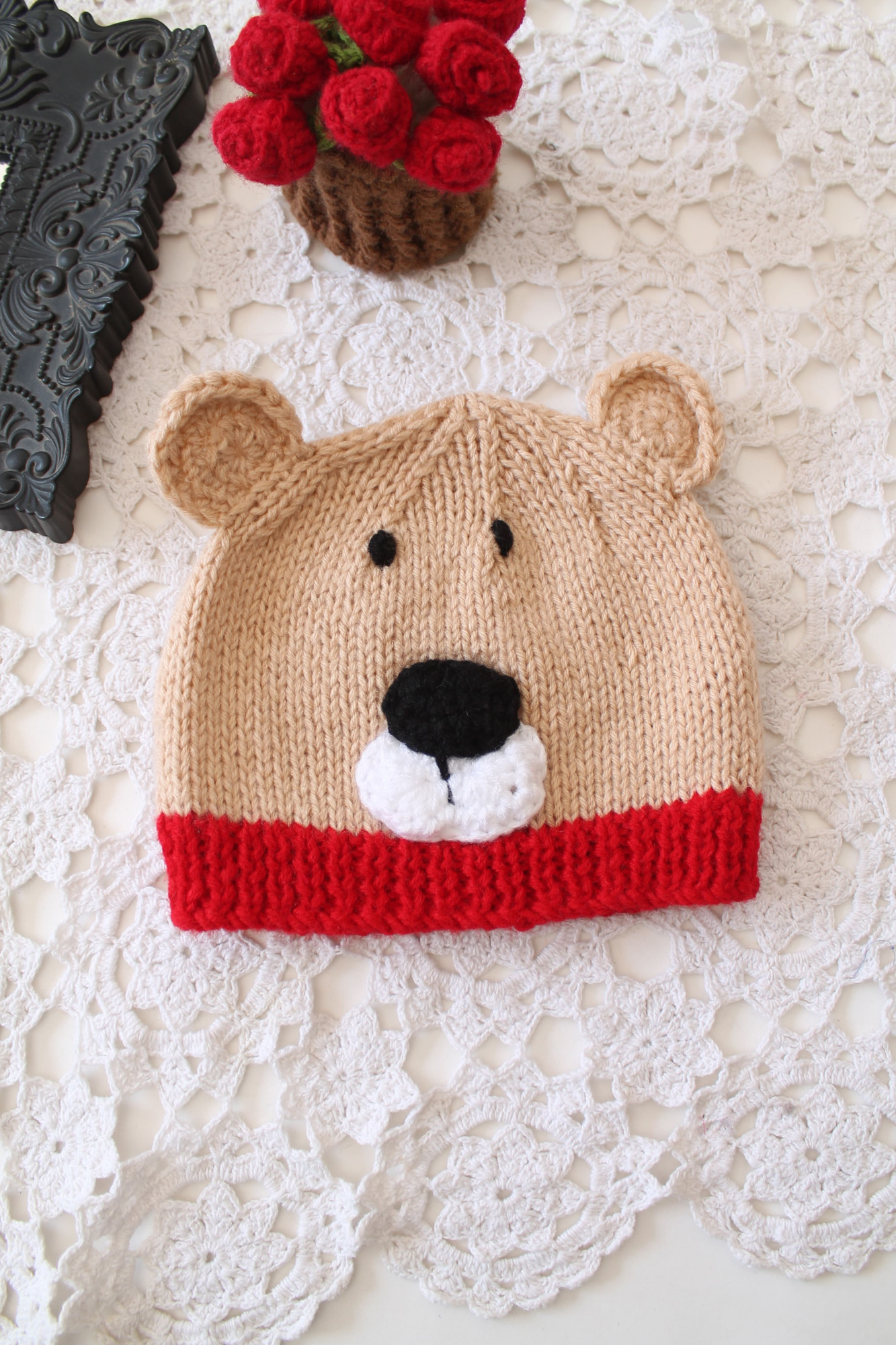Woonie Handmade  Bear Beanie - Beige