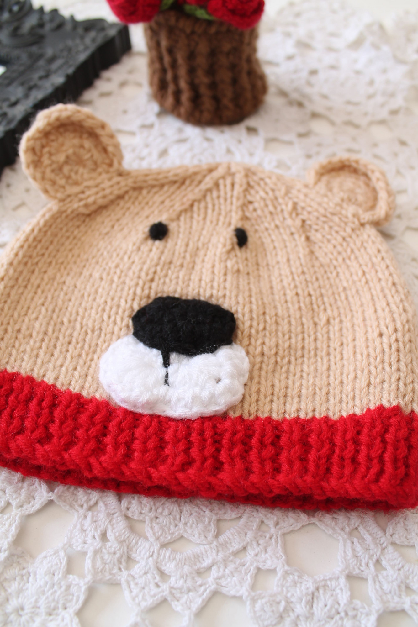 Woonie Handmade  Bear Beanie - Beige