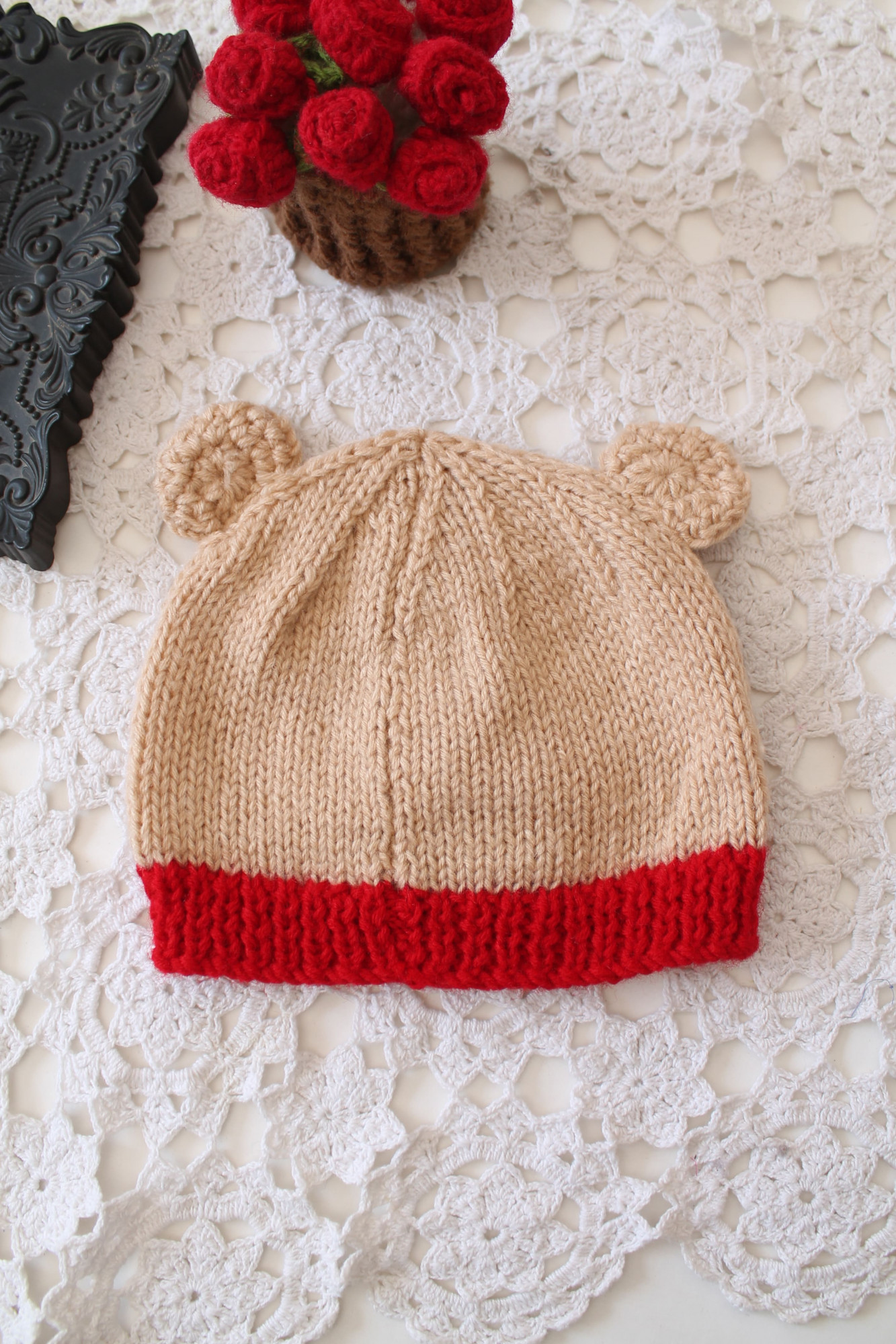 Woonie Handmade Bear Beanie - Beige
