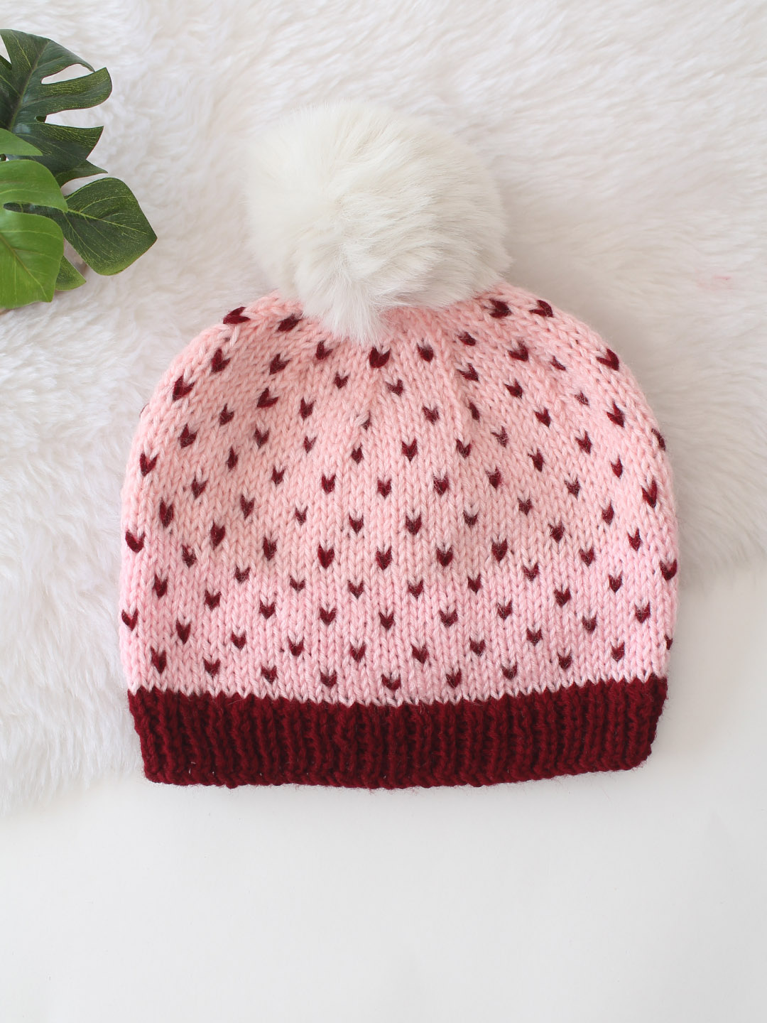 Woonie Handmade Pom Pom Cap - Pink