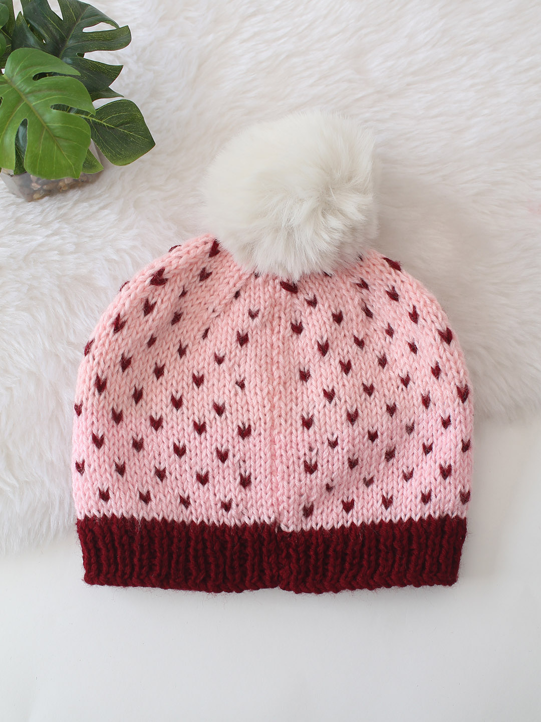 Woonie Handmade Pom Pom Cap - Pink