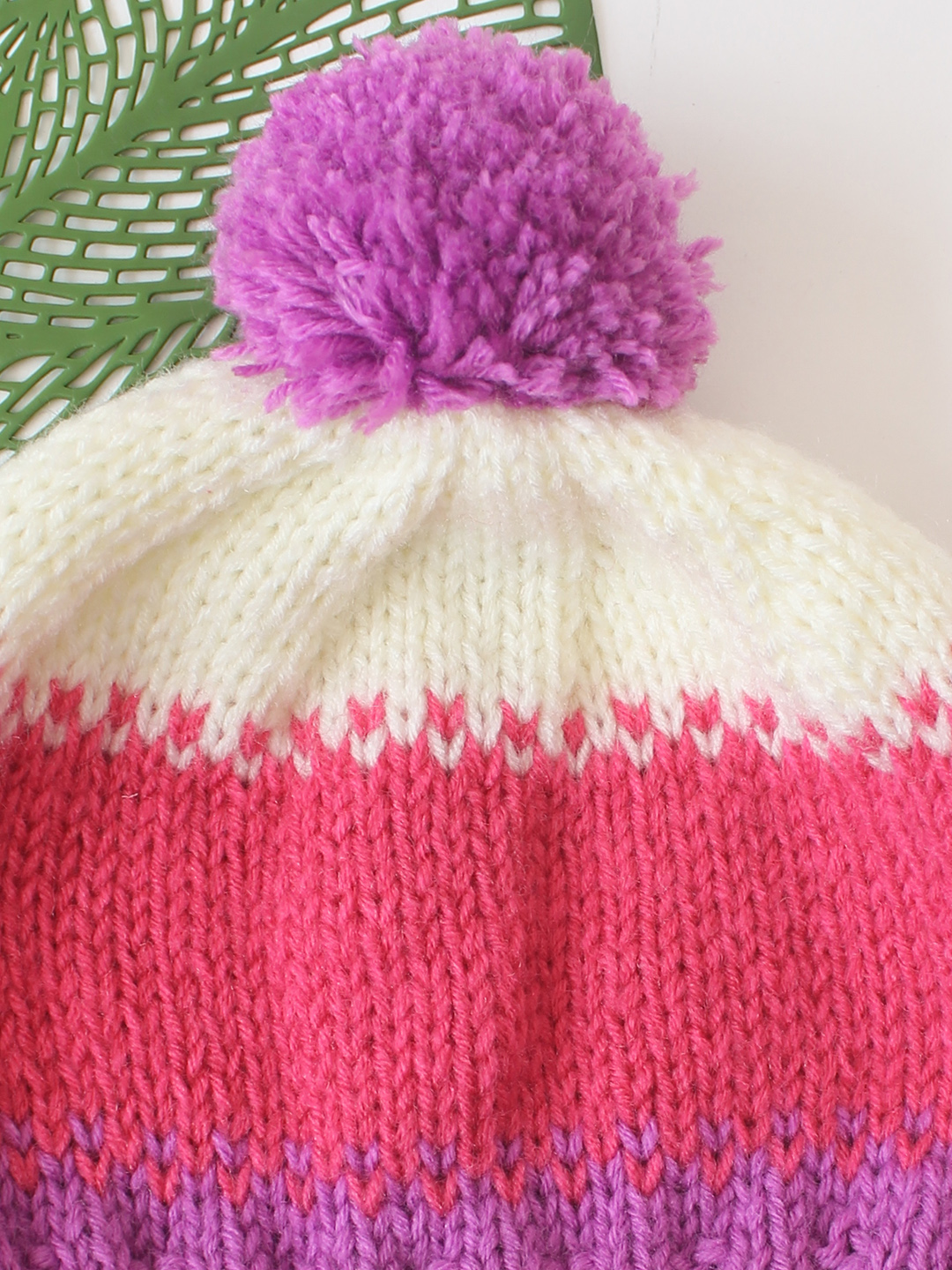Woonie Pom Pom Detailed Hand Knitted Cap - Pink