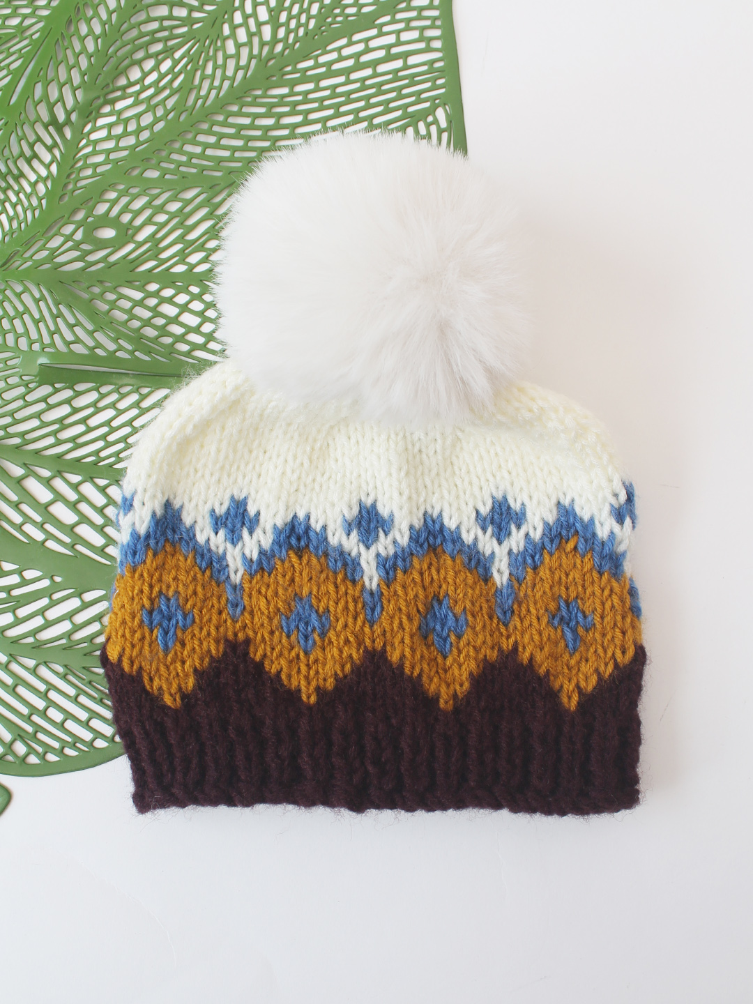 Woonie Pom Pom Detailed Hand Knitted Cap - Multicolor