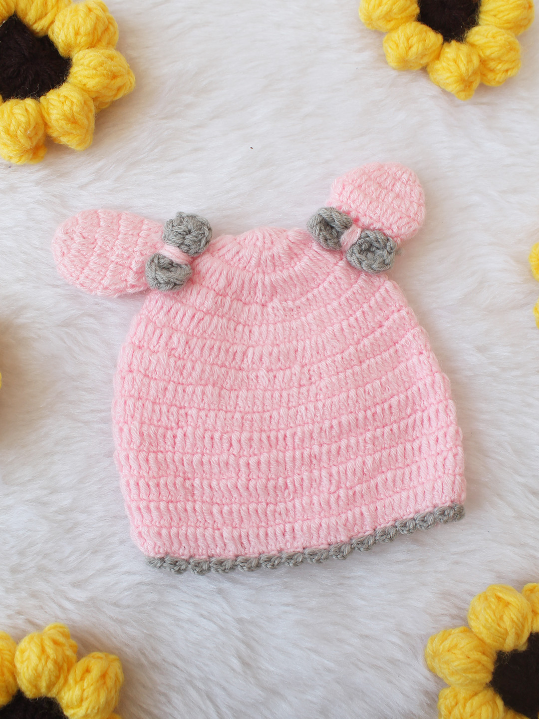 Woonie Ear Designed Handknitted Cap - Pink