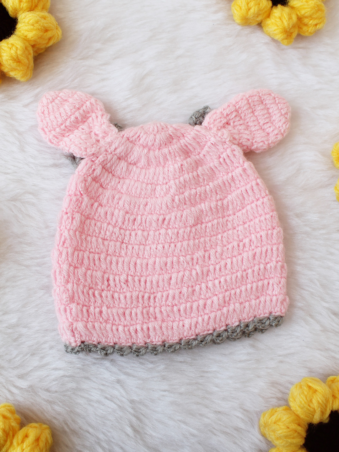 Woonie Ear Designed Handknitted Cap - Pink