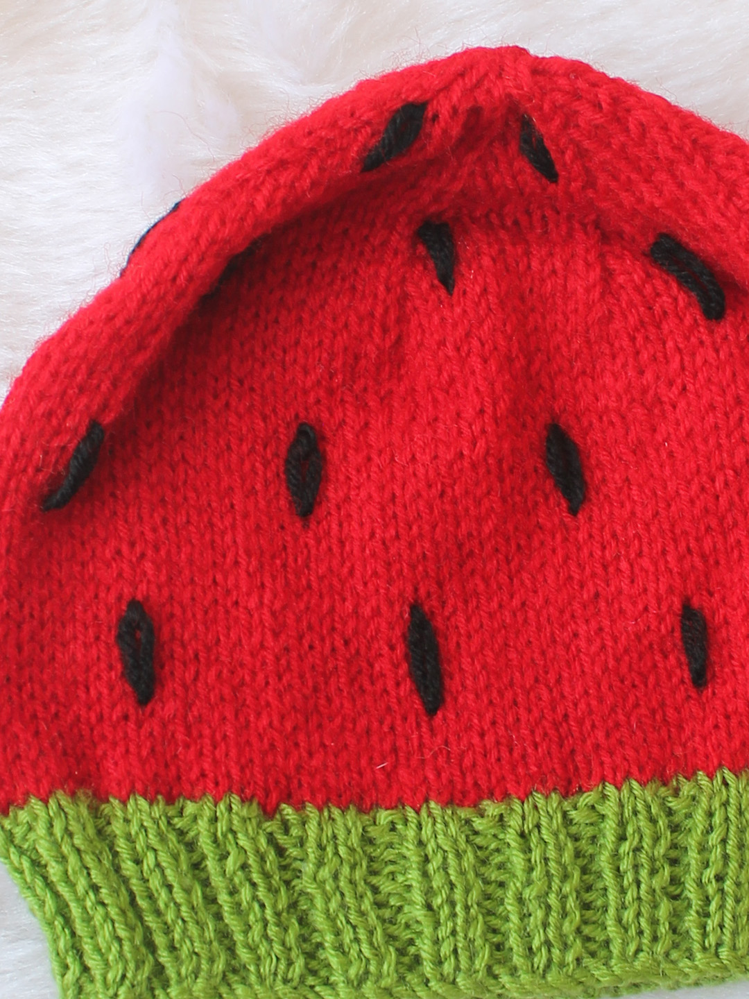 Woonie Watermelon Designed Handknitted Cap - Red