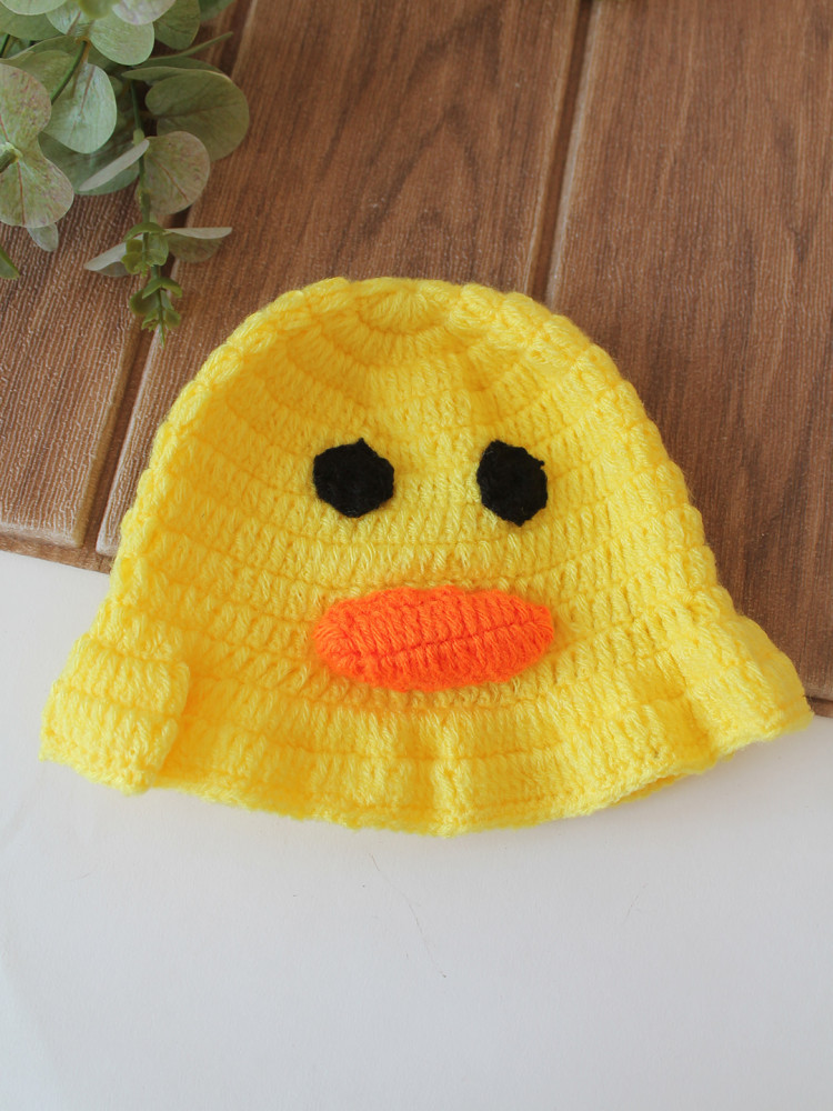 Image of Woonie Crochet Duck Design Cap - Yellow