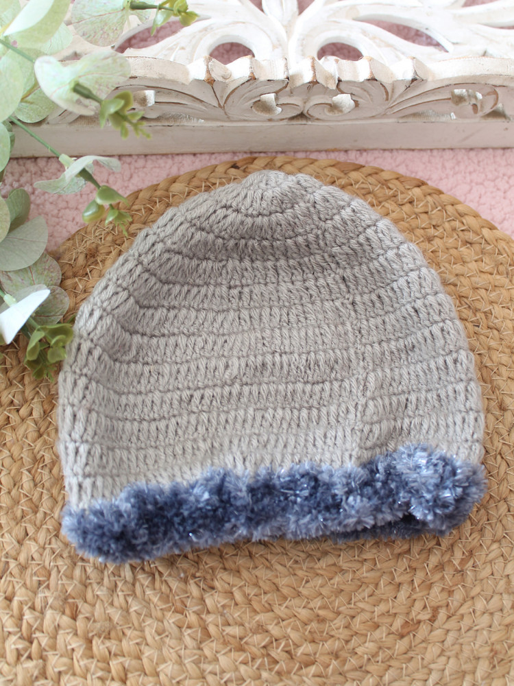 Image of Woonie Crochet Self Design Cap - Light Grey