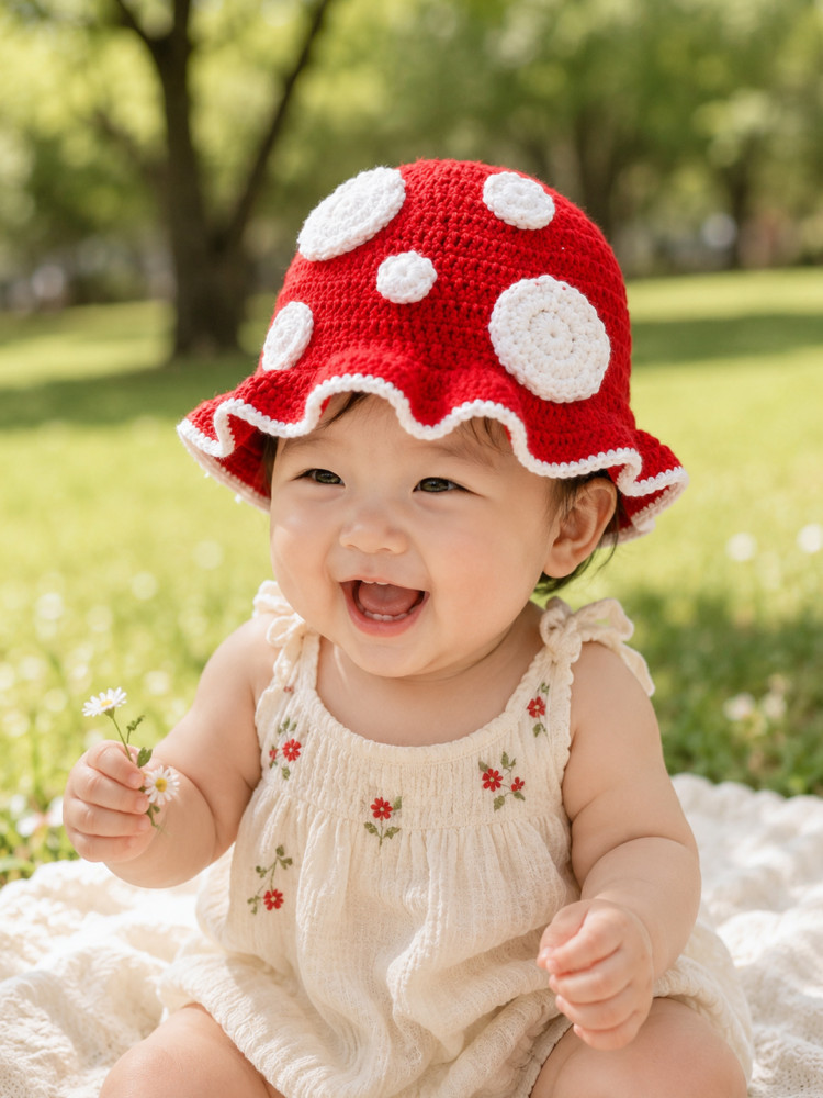 Image of Woonie Crochet Self Design Cap - Red