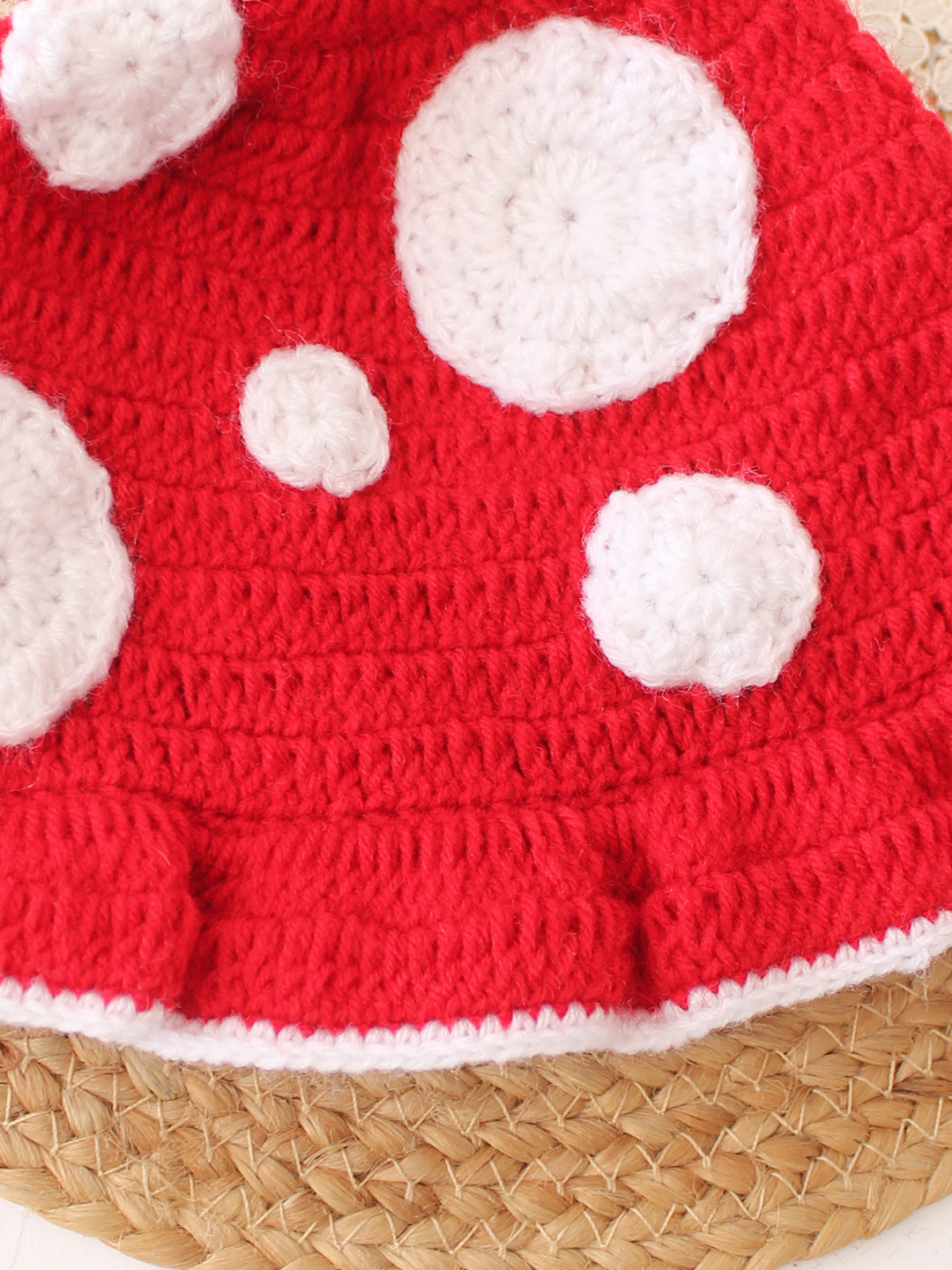Woonie Crochet Self Design Cap - Red