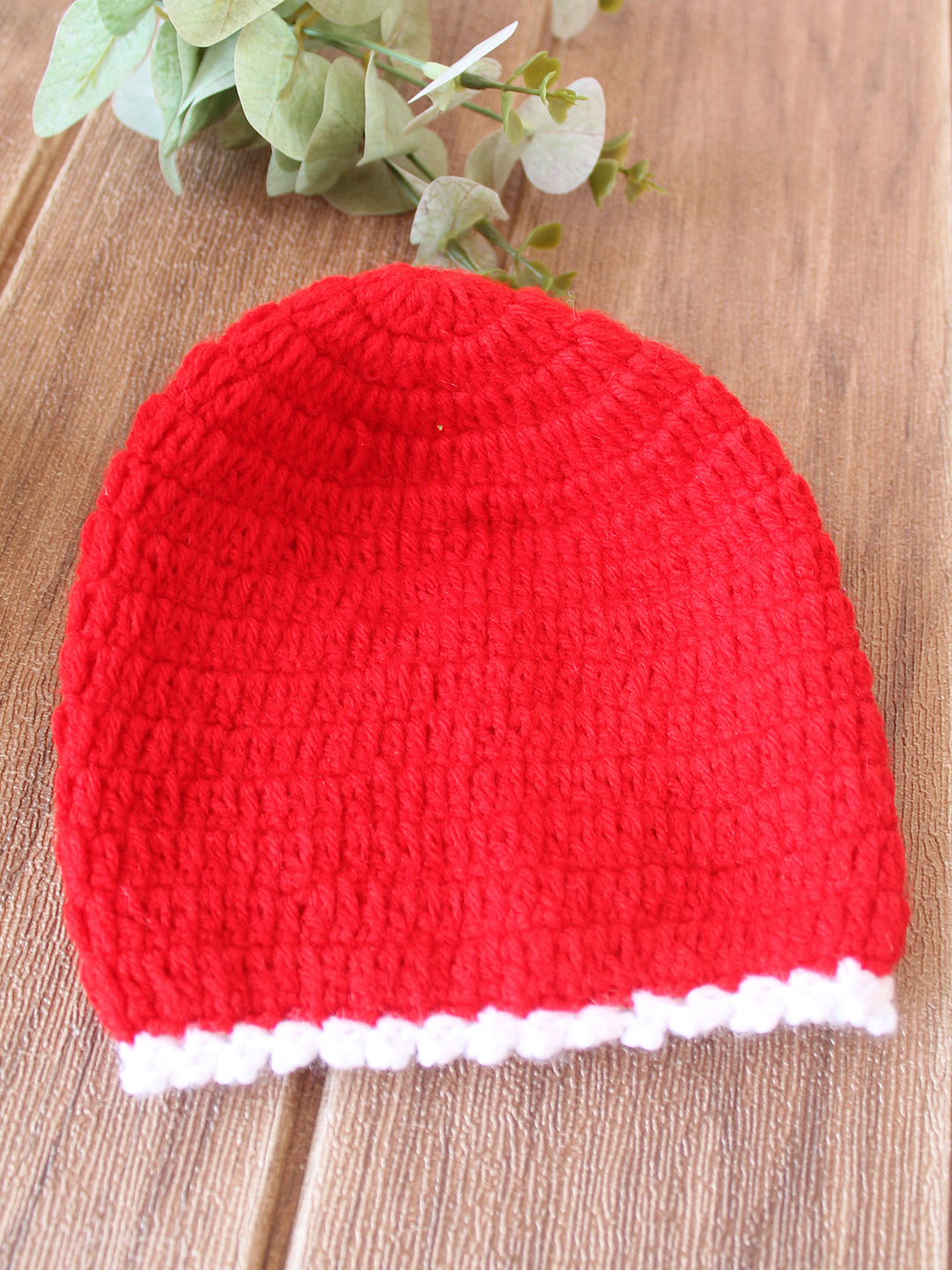 Woonie Crochet Self Design Cap - Red