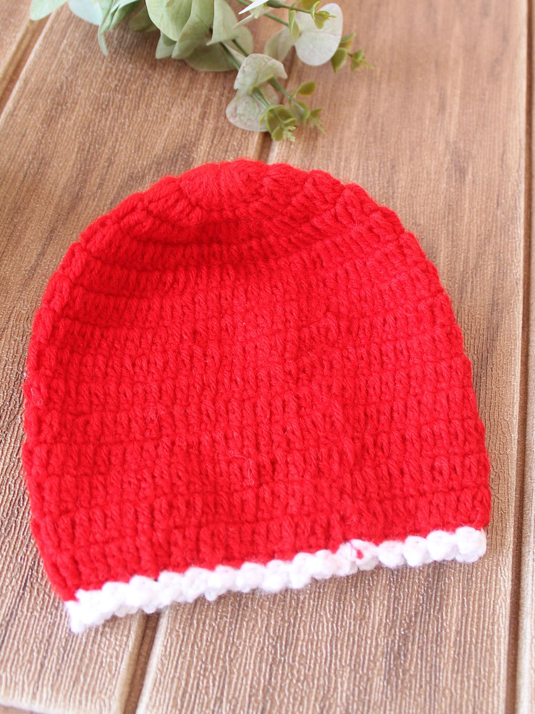 Woonie Crochet Self Design Cap - Red