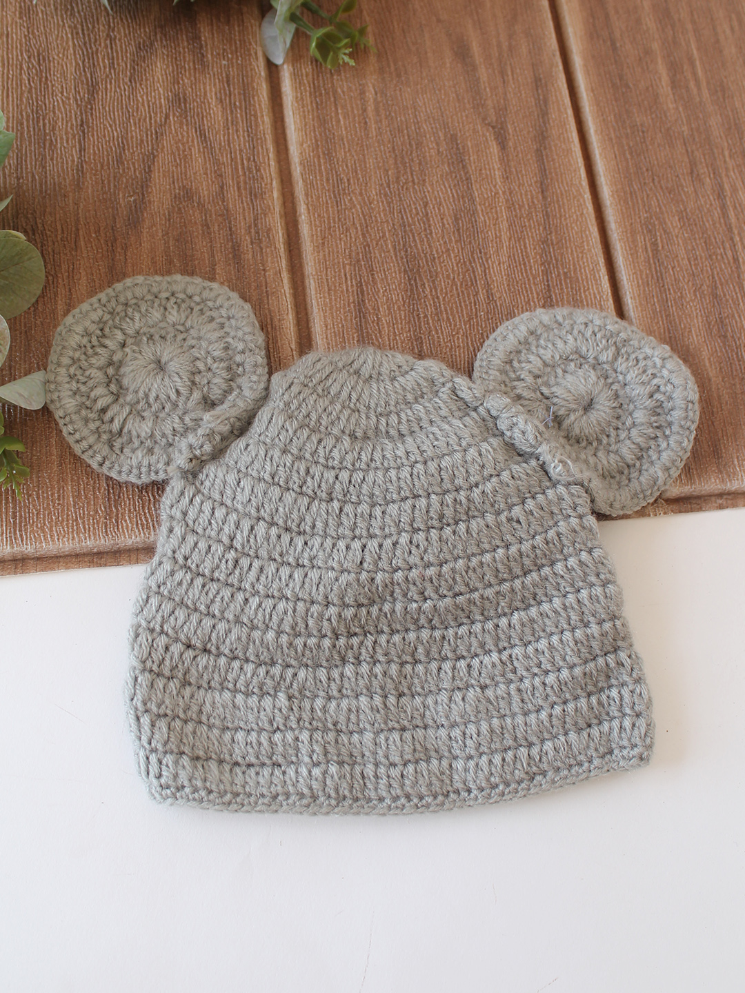 Woonie Crochet Bow Detailed Cap - Light Grey