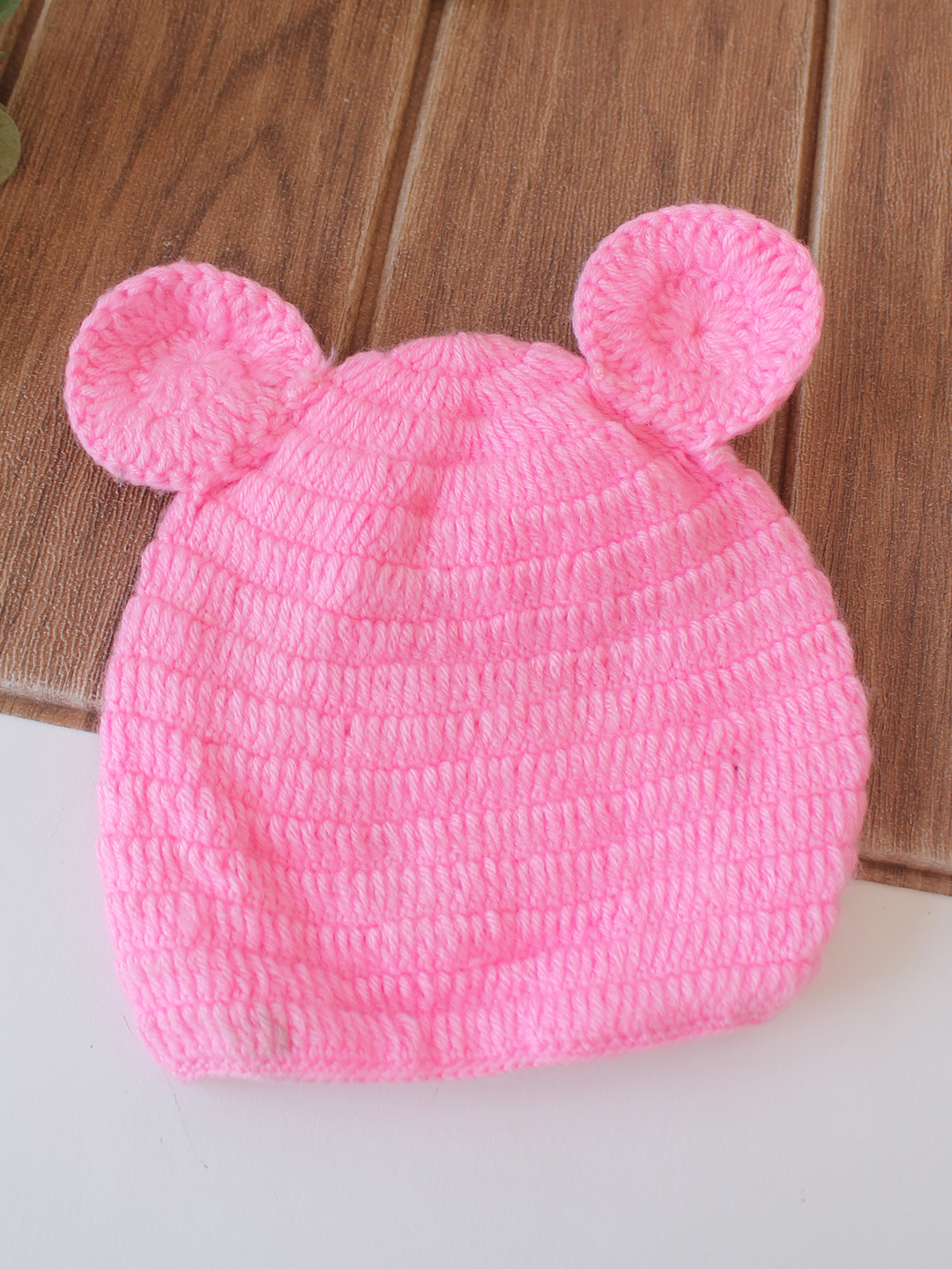 Woonie Crochet Bow Detailed with Ear Cap - Pink