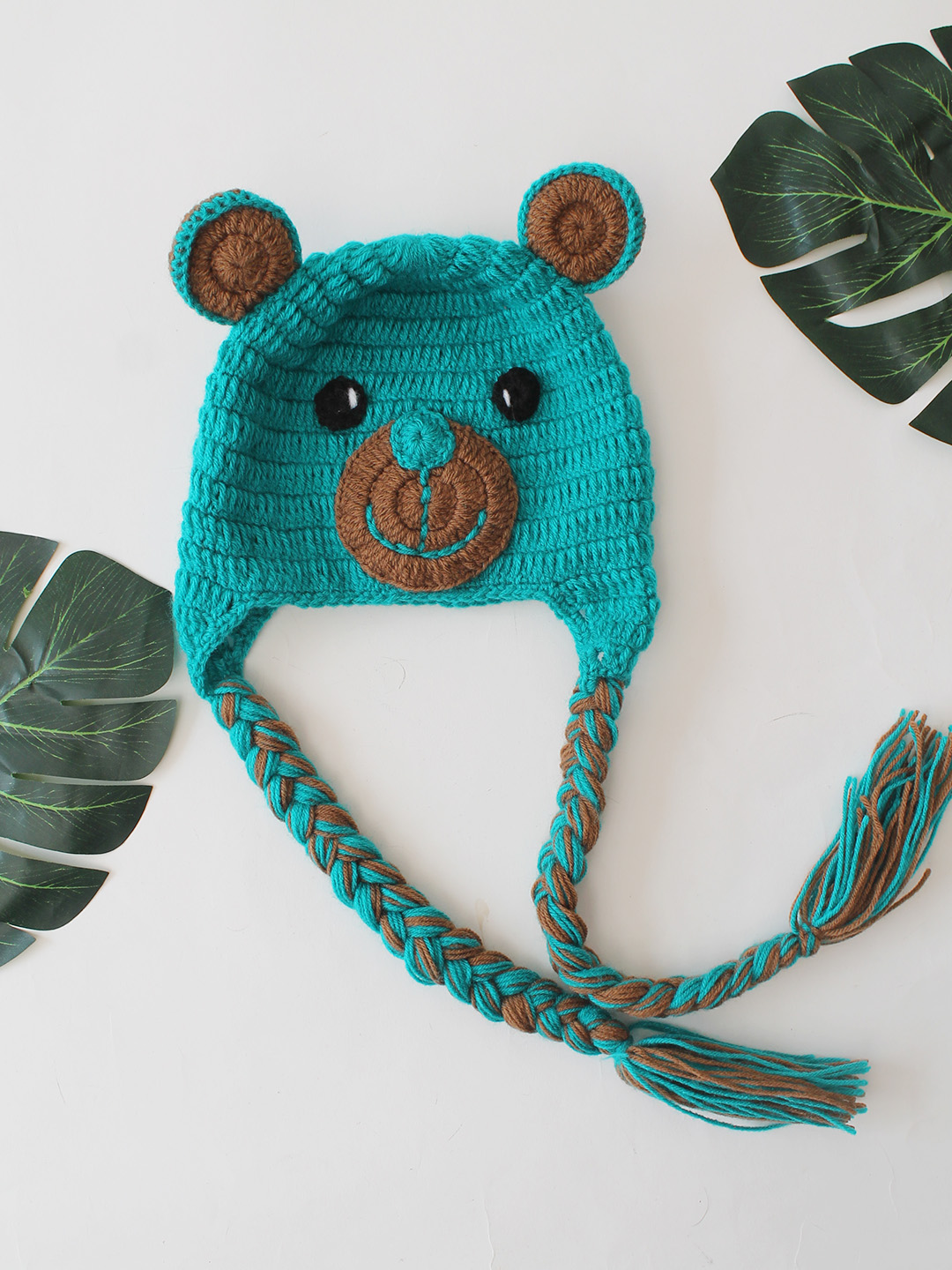 Woonie Crochet Bear Detailed Cap - Green